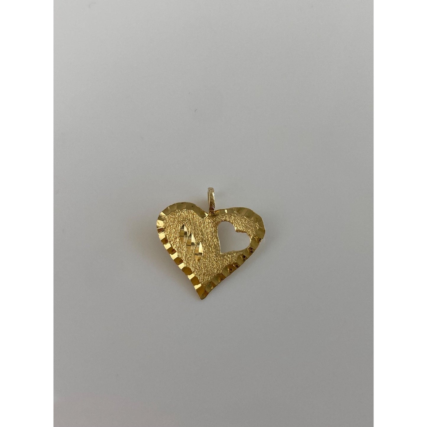 Solid 14k Yellow Gold Diamond Cut Heart Charm