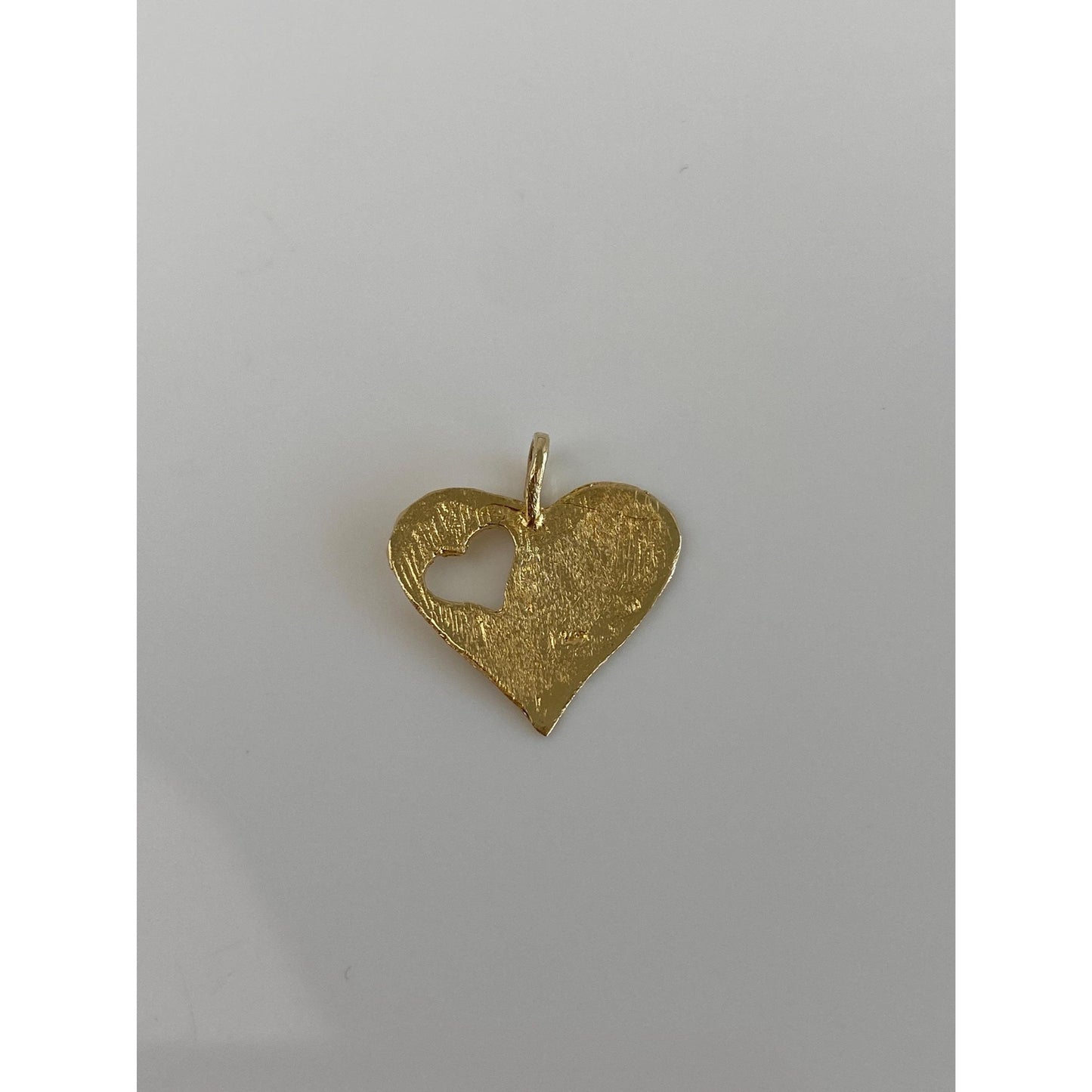 Solid 14k Yellow Gold Diamond Cut Heart Charm