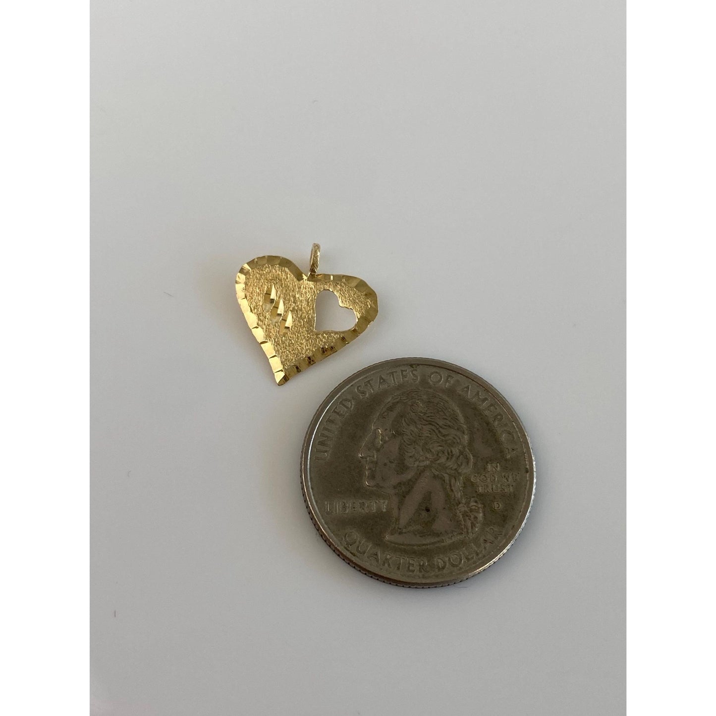 Solid 14k Yellow Gold Diamond Cut Heart Charm