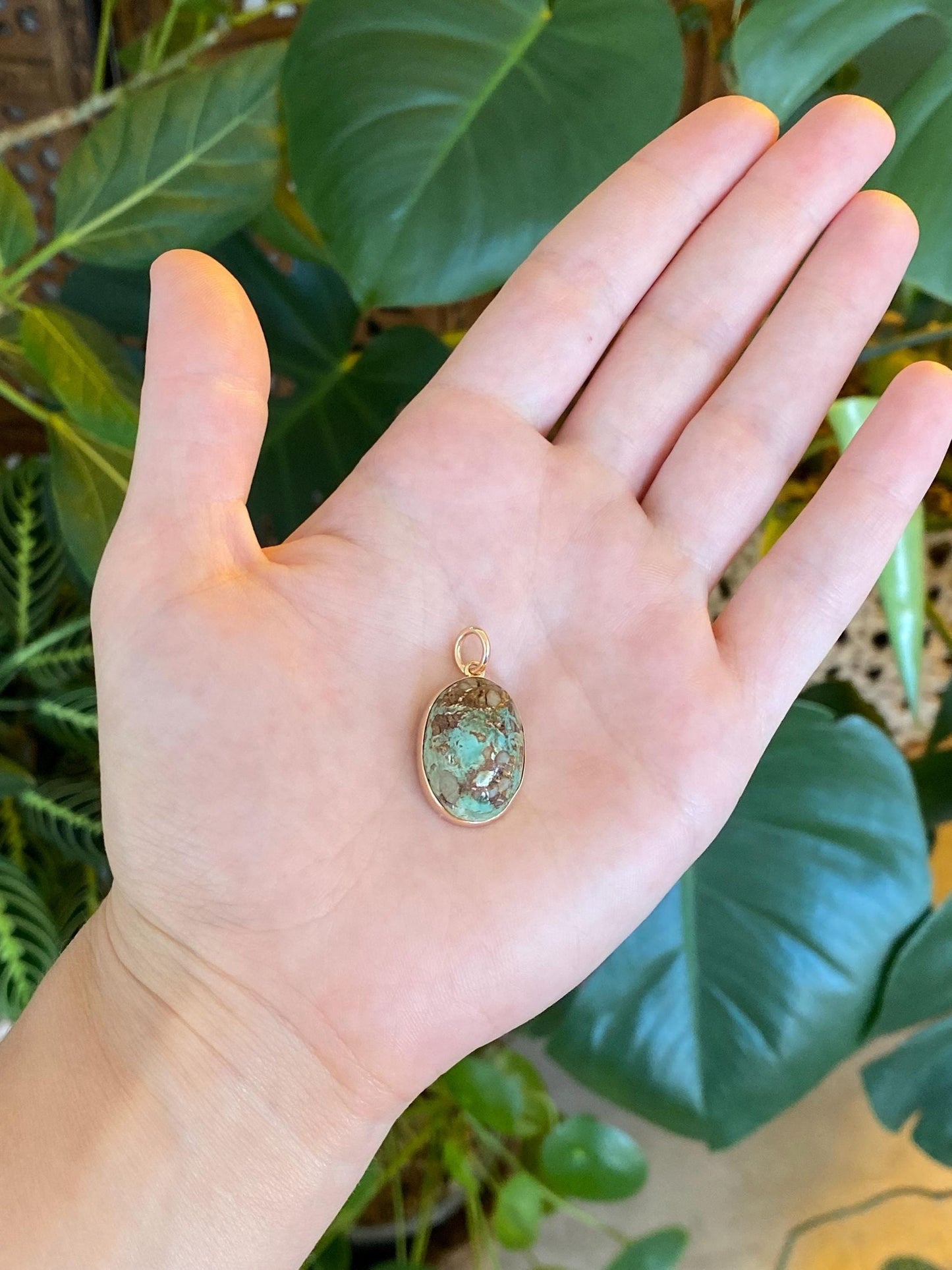Vintage Solid 10k Yellow Gold Turquoise Charm