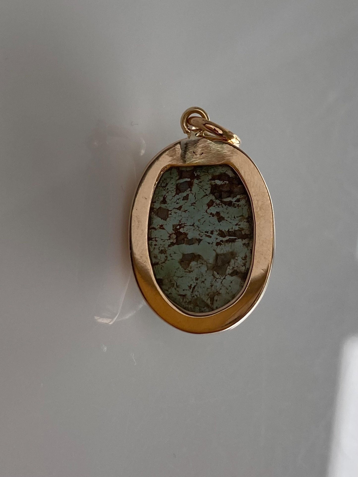 Vintage Solid 10k Yellow Gold Turquoise Charm