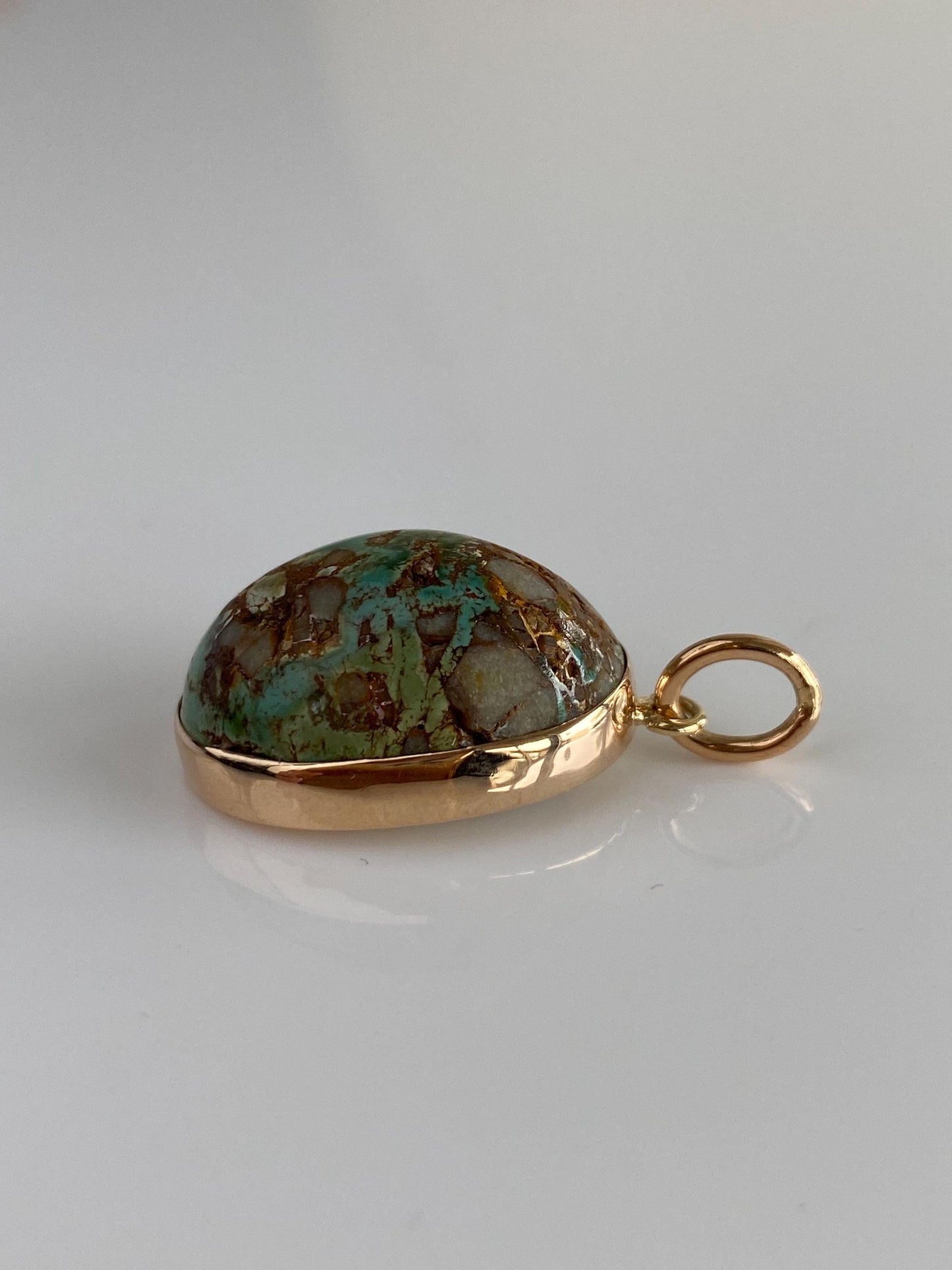 Vintage Solid 10k Yellow Gold Turquoise Charm
