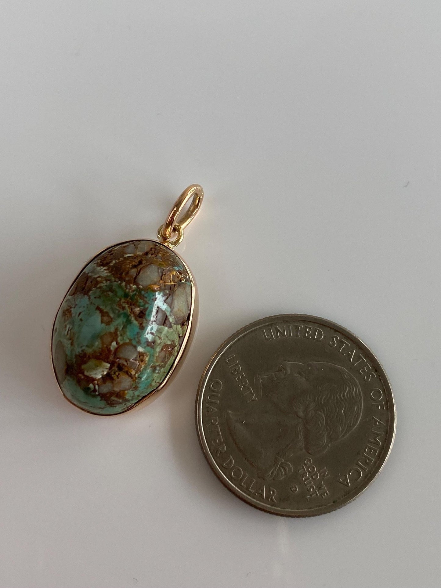 Vintage Solid 10k Yellow Gold Turquoise Charm