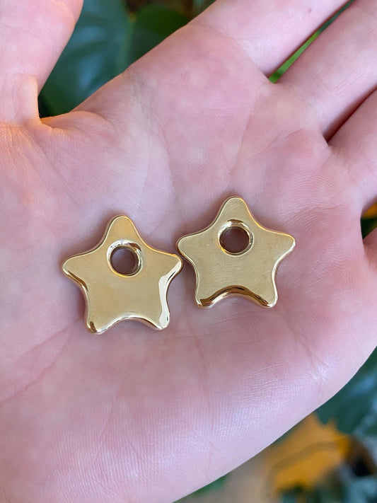 Vintage 14k Yellow Gold Star Hoop Charms