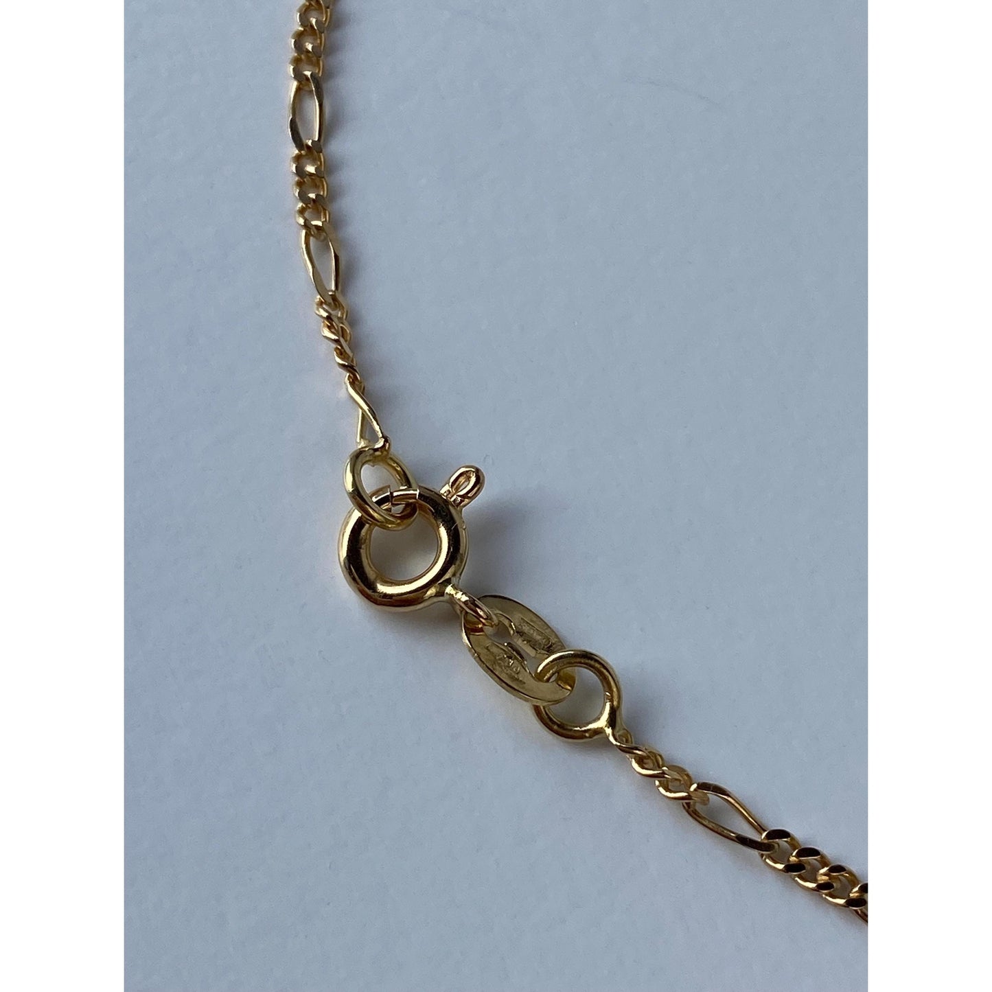Vintage Solid 18k Yellow Gold Figaro Chain Necklace - 13.75 inches