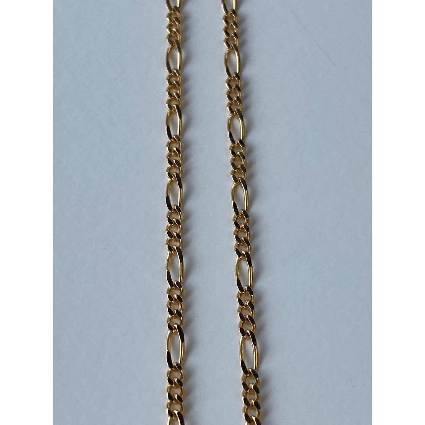 Vintage Solid 18k Yellow Gold Figaro Chain Necklace - 13.75 inches