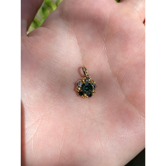 Vintage Solid 10k Yellow Gold Colored Cubic Zirconia Charm