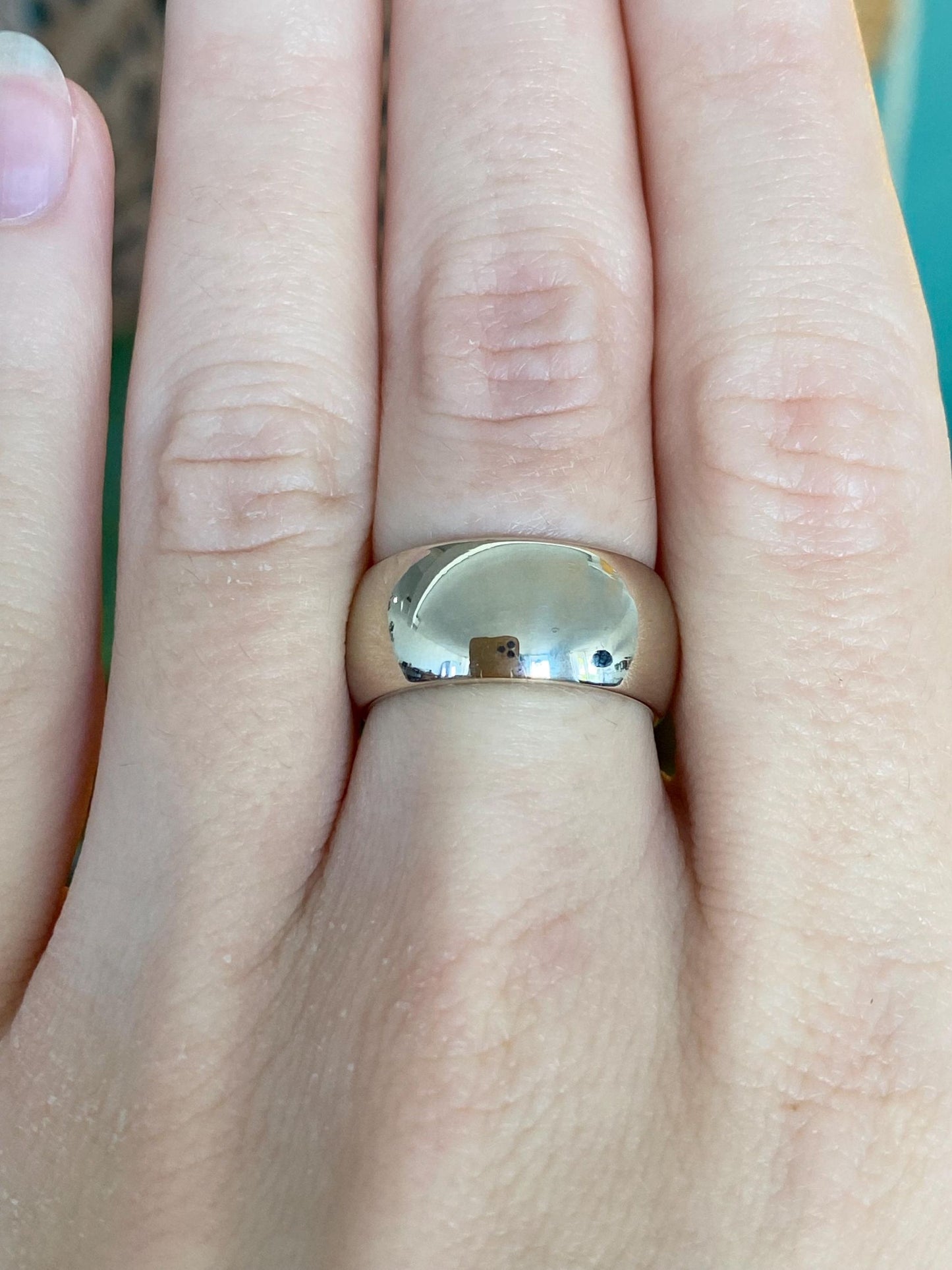 Vintage Solid 14k White Gold Wide Ring Band - Size 6.75