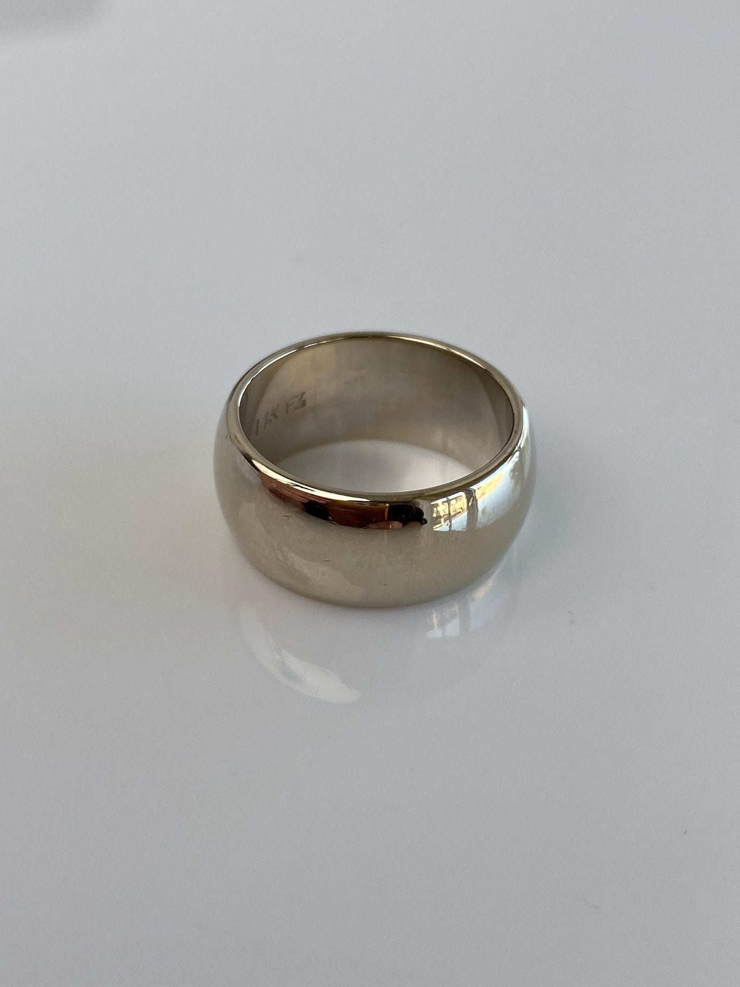 Vintage Solid 14k White Gold Wide Ring Band - Size 6.75