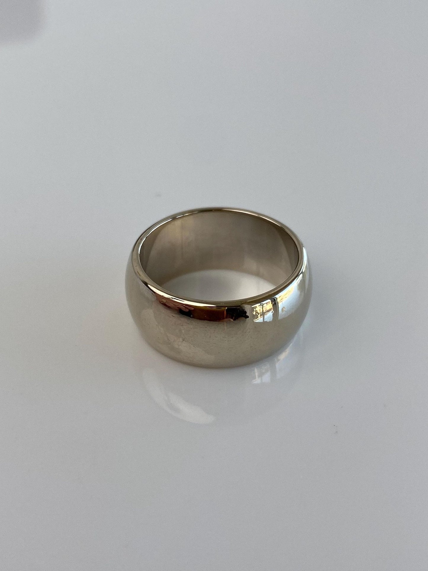 Vintage Solid 14k White Gold Wide Ring Band - Size 6.75