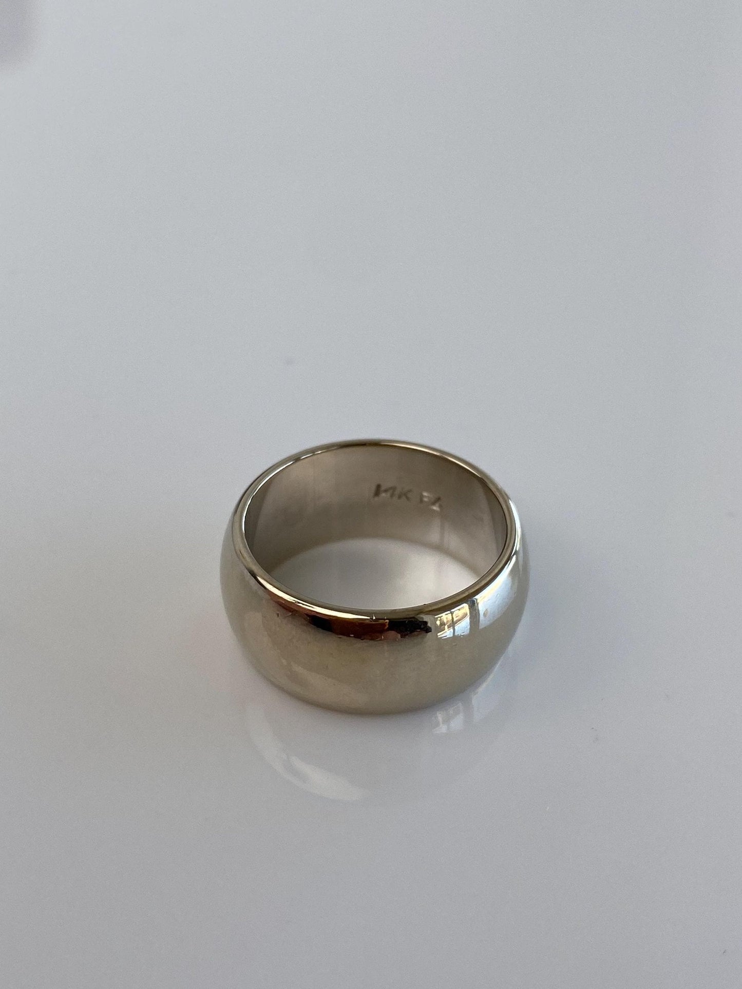 Vintage Solid 14k White Gold Wide Ring Band - Size 6.75