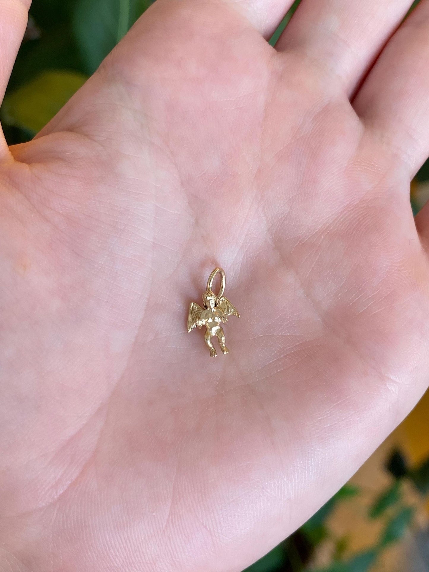 Vintage Solid 14k Yellow Gold Angel Charm