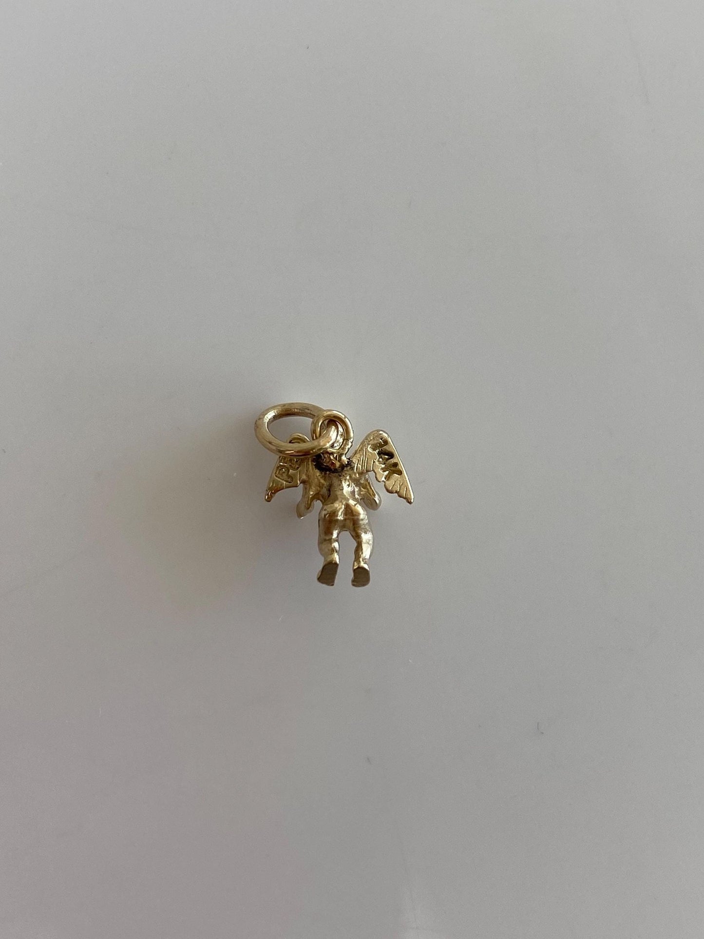 Vintage Solid 14k Yellow Gold Angel Charm