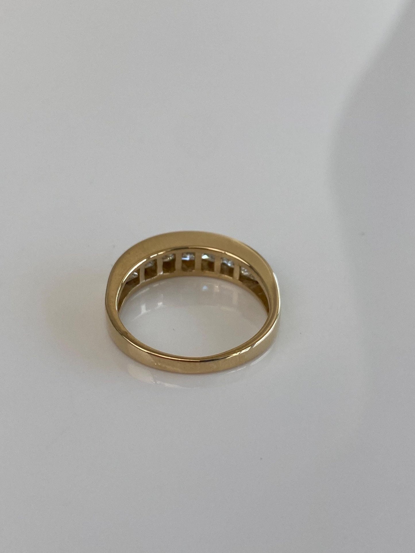 Vintage Solid 14k Yellow Gold Princess Cut Diamond Ring Band - Size 7.5