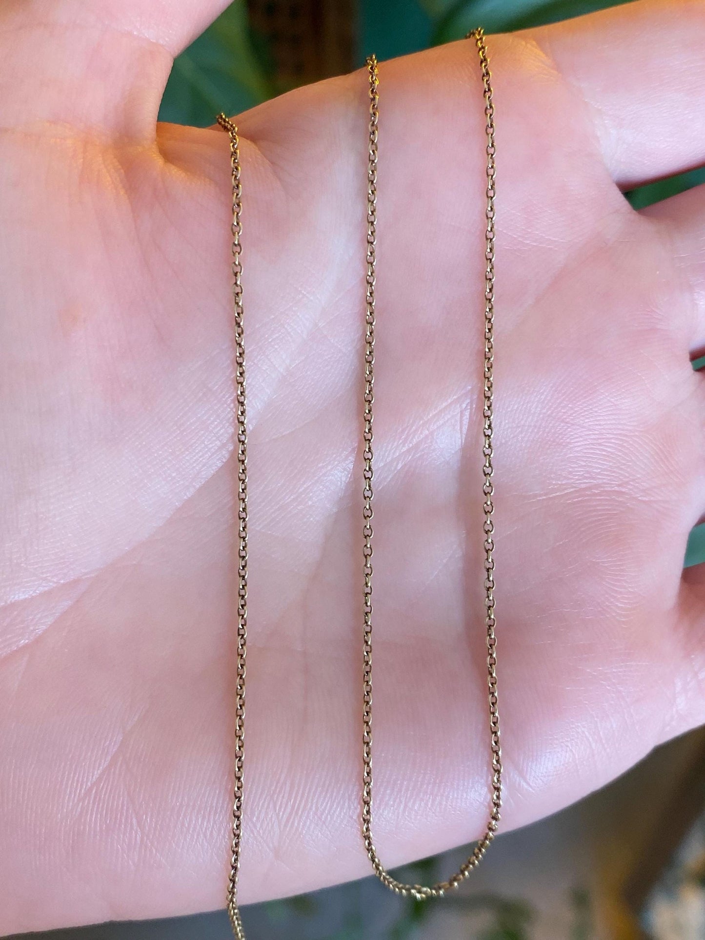 Vintage Solid 14k Yellow Gold Dainty Rolo Chain Necklace - 15.75 inches