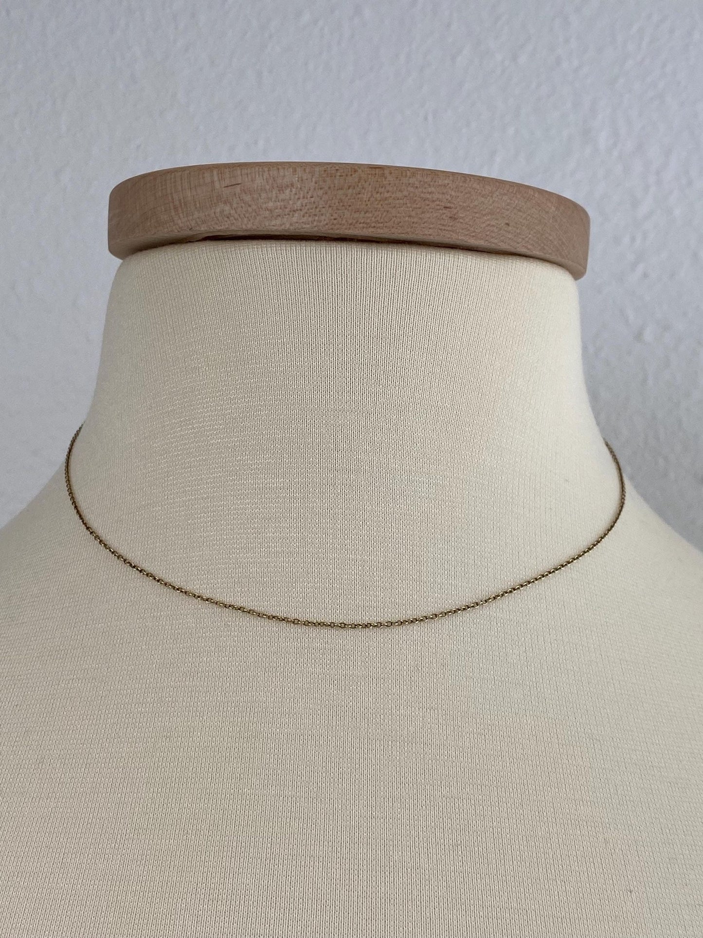 Vintage Solid 14k Yellow Gold Dainty Rolo Chain Necklace - 15.75 inches