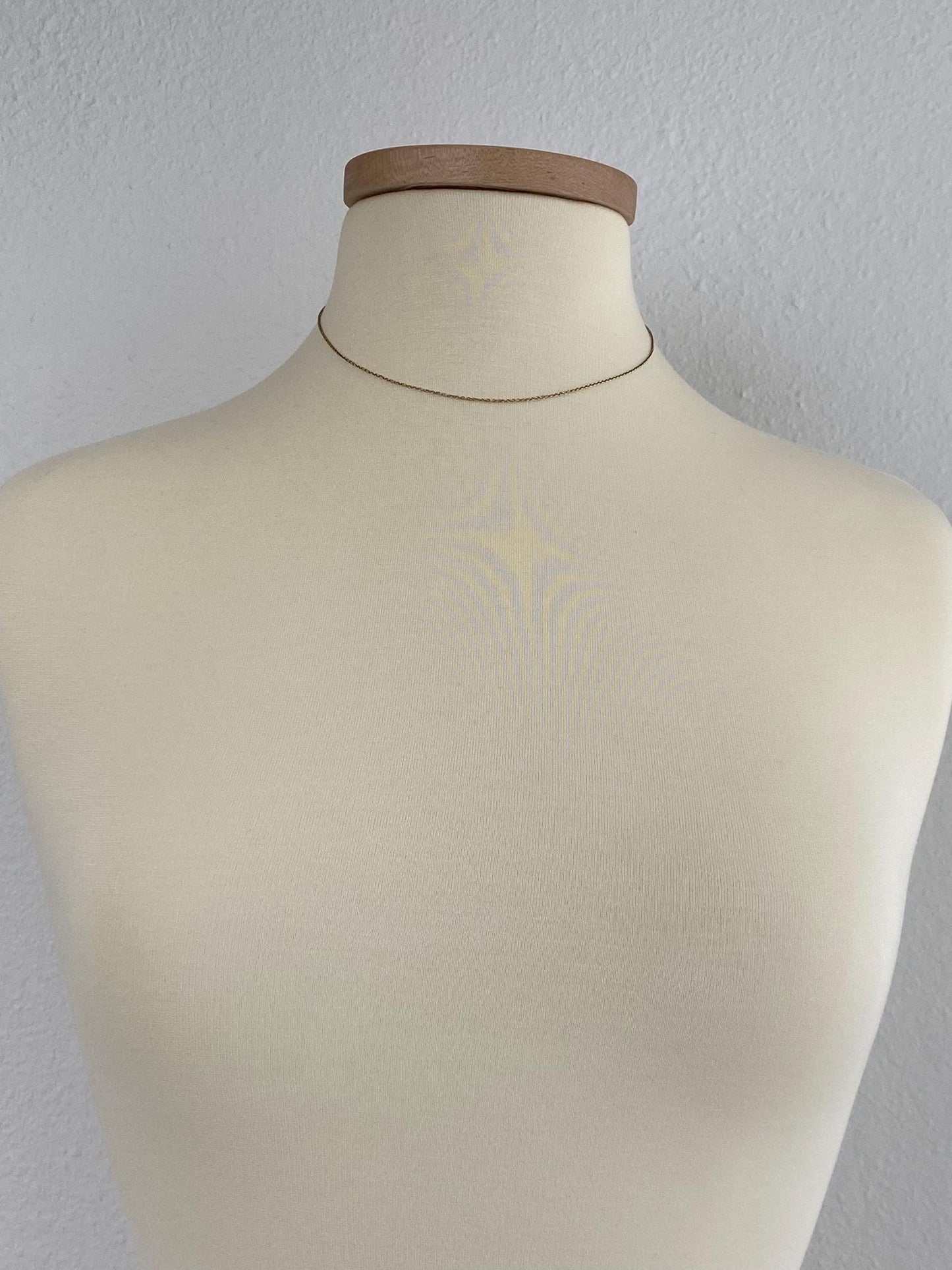 Vintage Solid 14k Yellow Gold Dainty Rolo Chain Necklace - 15.75 inches