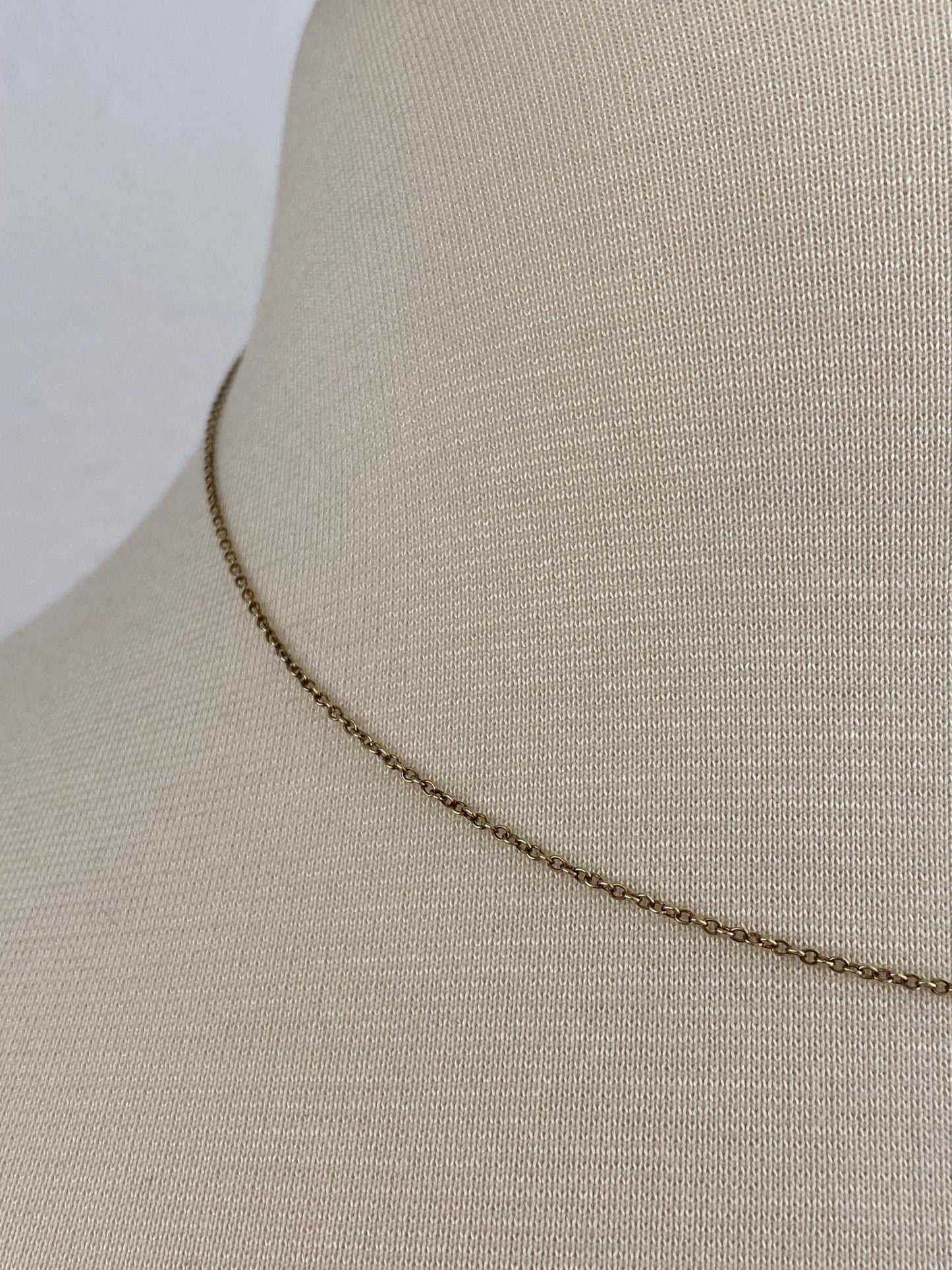 Vintage Solid 14k Yellow Gold Dainty Rolo Chain Necklace - 15.75 inches