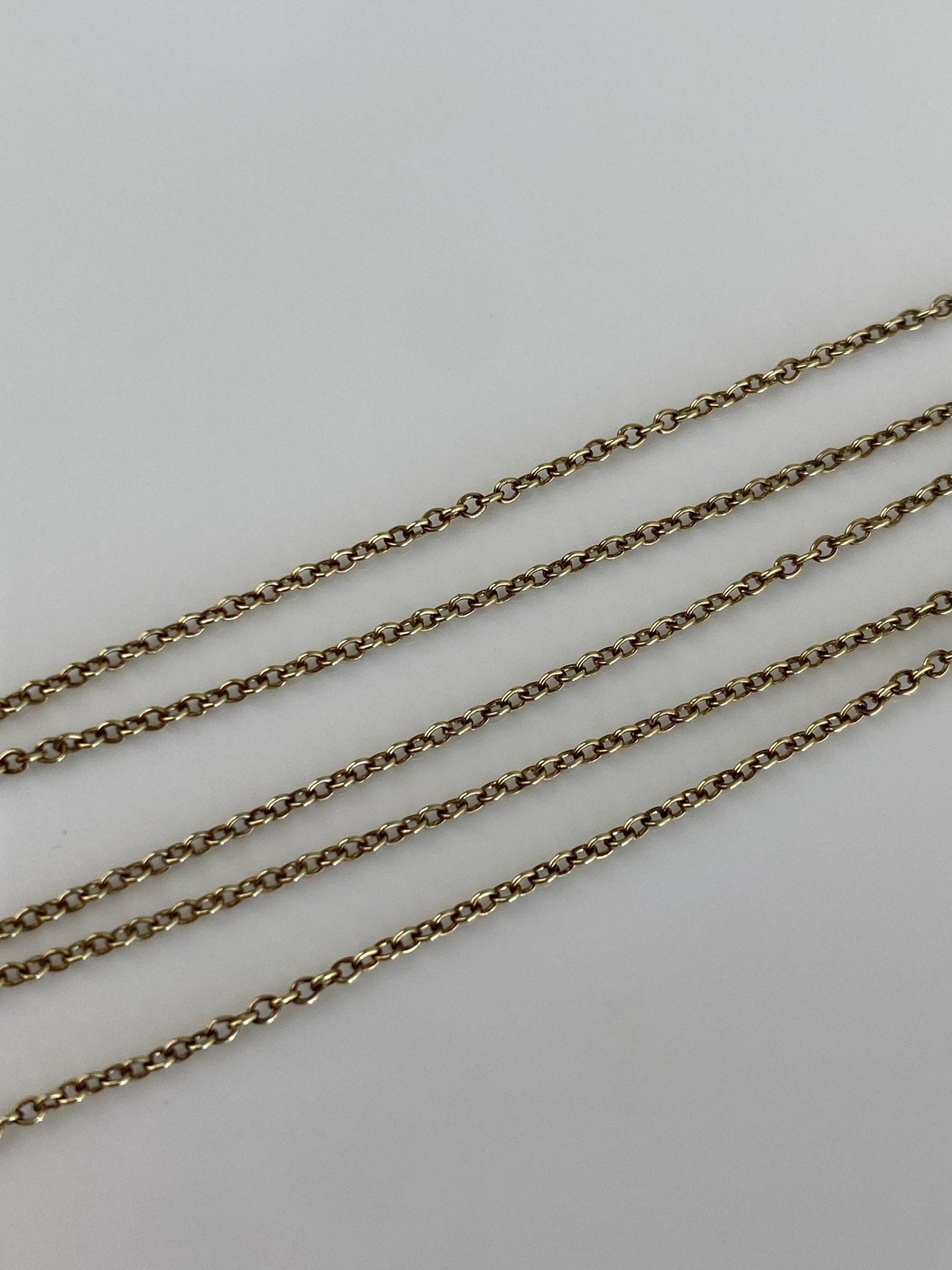 Vintage Solid 14k Yellow Gold Dainty Rolo Chain Necklace - 15.75 inches