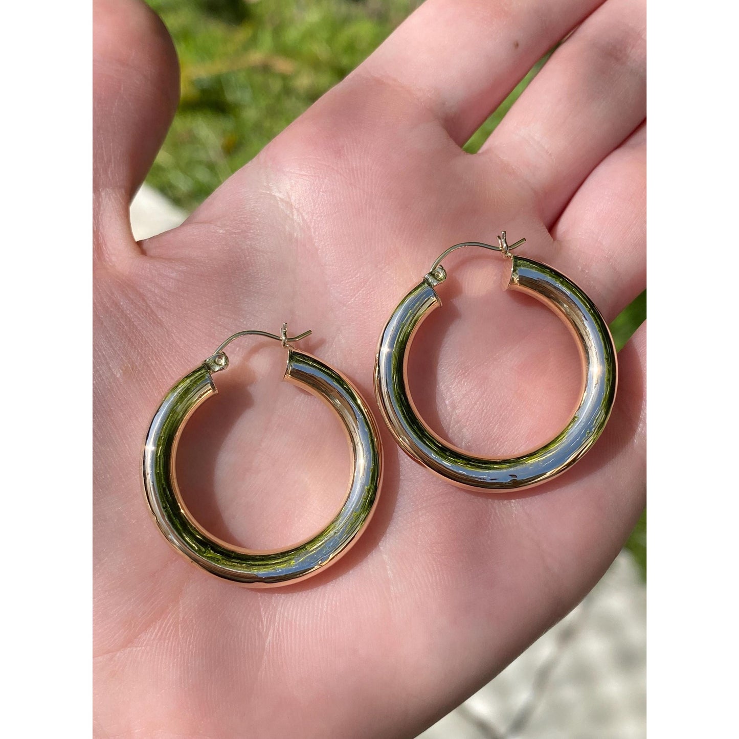 Vintage 14k Yellow Gold Chunky Hoop Earrings