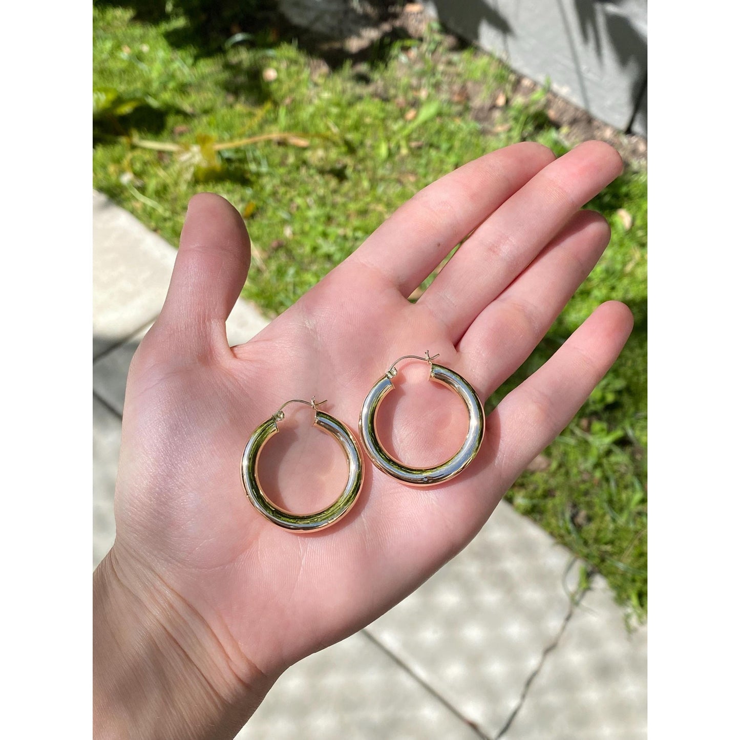 Vintage 14k Yellow Gold Chunky Hoop Earrings