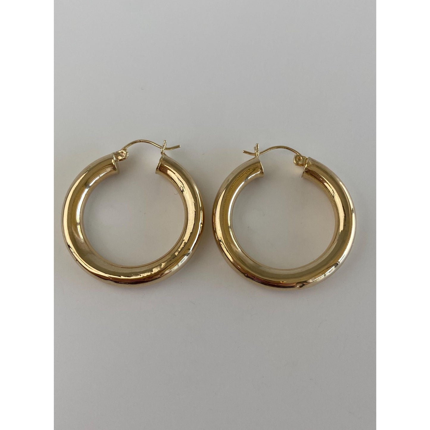 Vintage 14k Yellow Gold Chunky Hoop Earrings