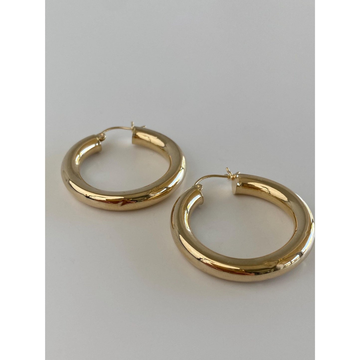 Vintage 14k Yellow Gold Chunky Hoop Earrings