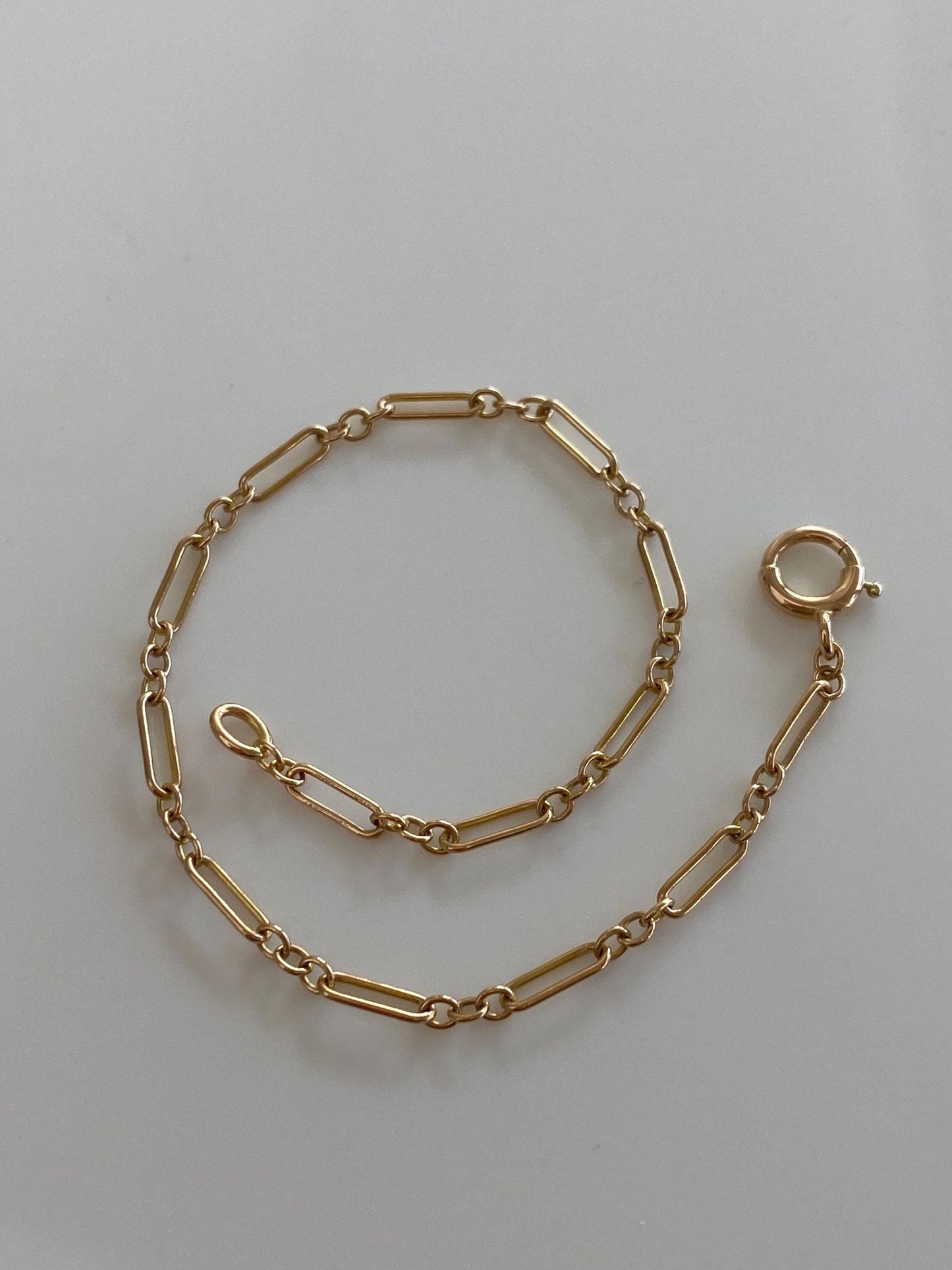 Vintage Solid 10k Yellow Gold  Albert Trombone Link Chain Bracelet - 7 inches