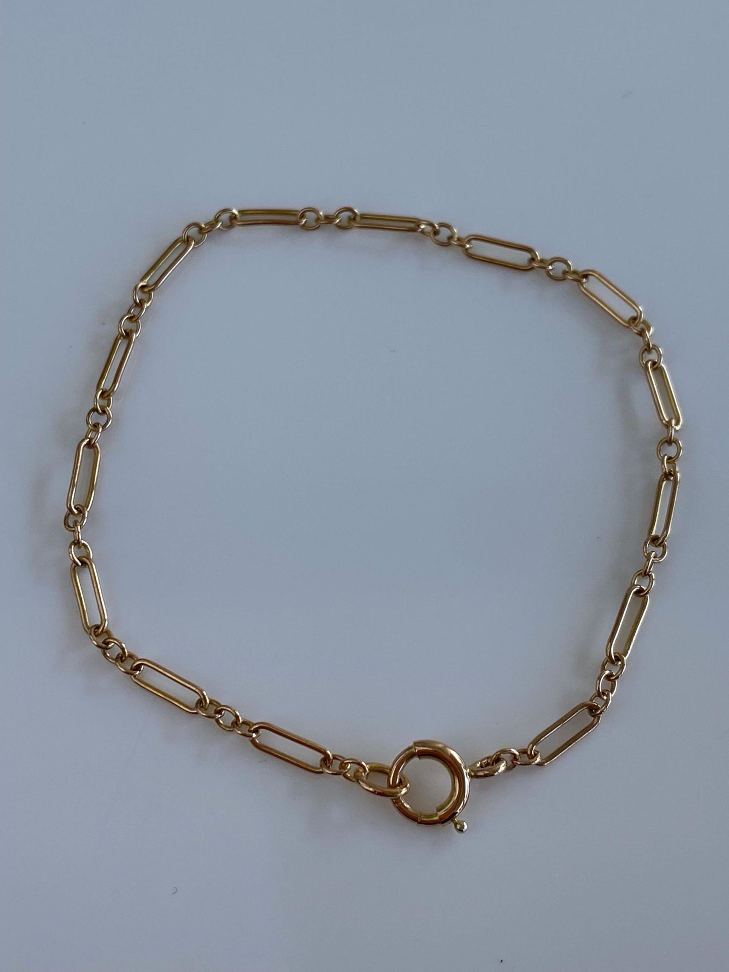 Vintage Solid 10k Yellow Gold  Albert Trombone Link Chain Bracelet - 7 inches
