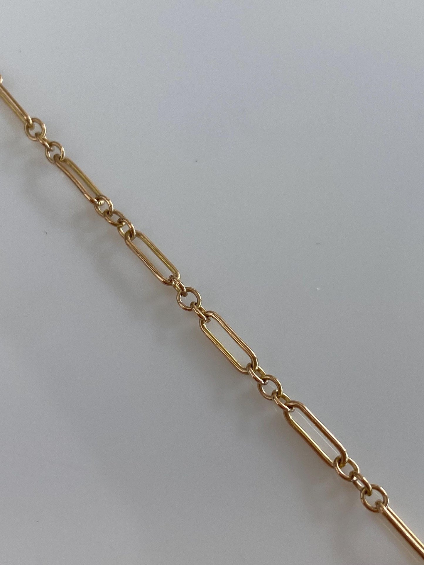 Vintage Solid 10k Yellow Gold  Albert Trombone Link Chain Bracelet - 7 inches