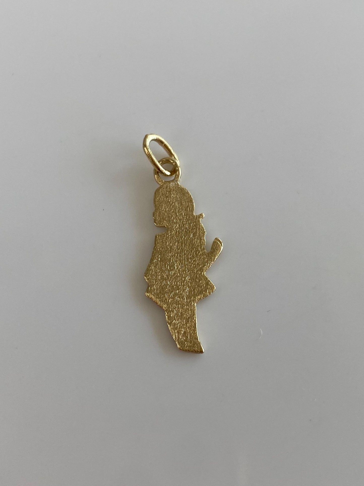 Vintage Solid 14k Yellow Gold Diamond Cut Girl Charm