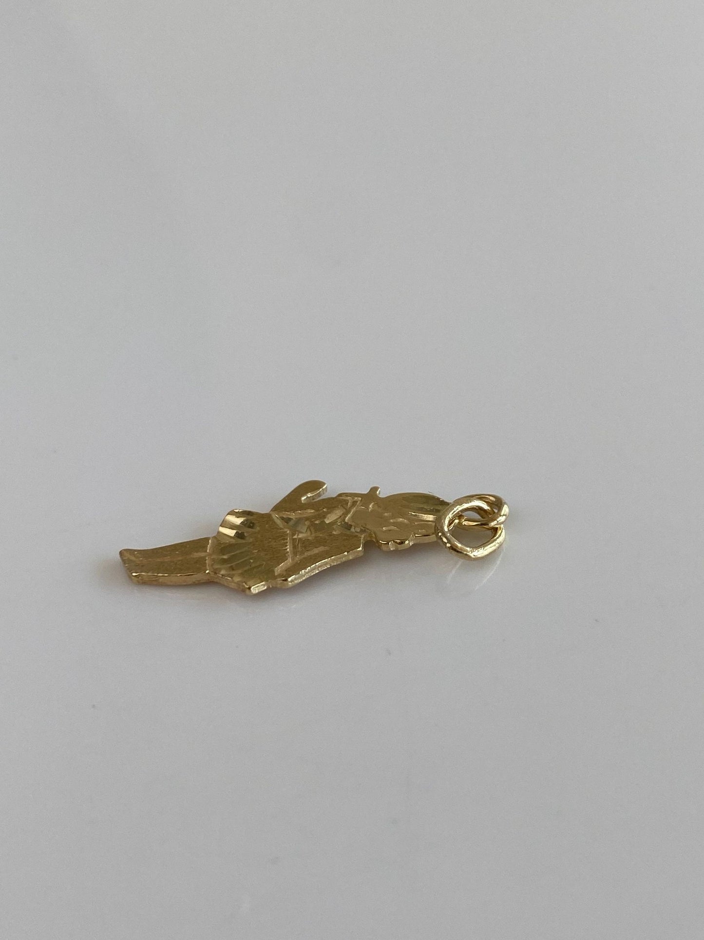 Vintage Solid 14k Yellow Gold Diamond Cut Girl Charm