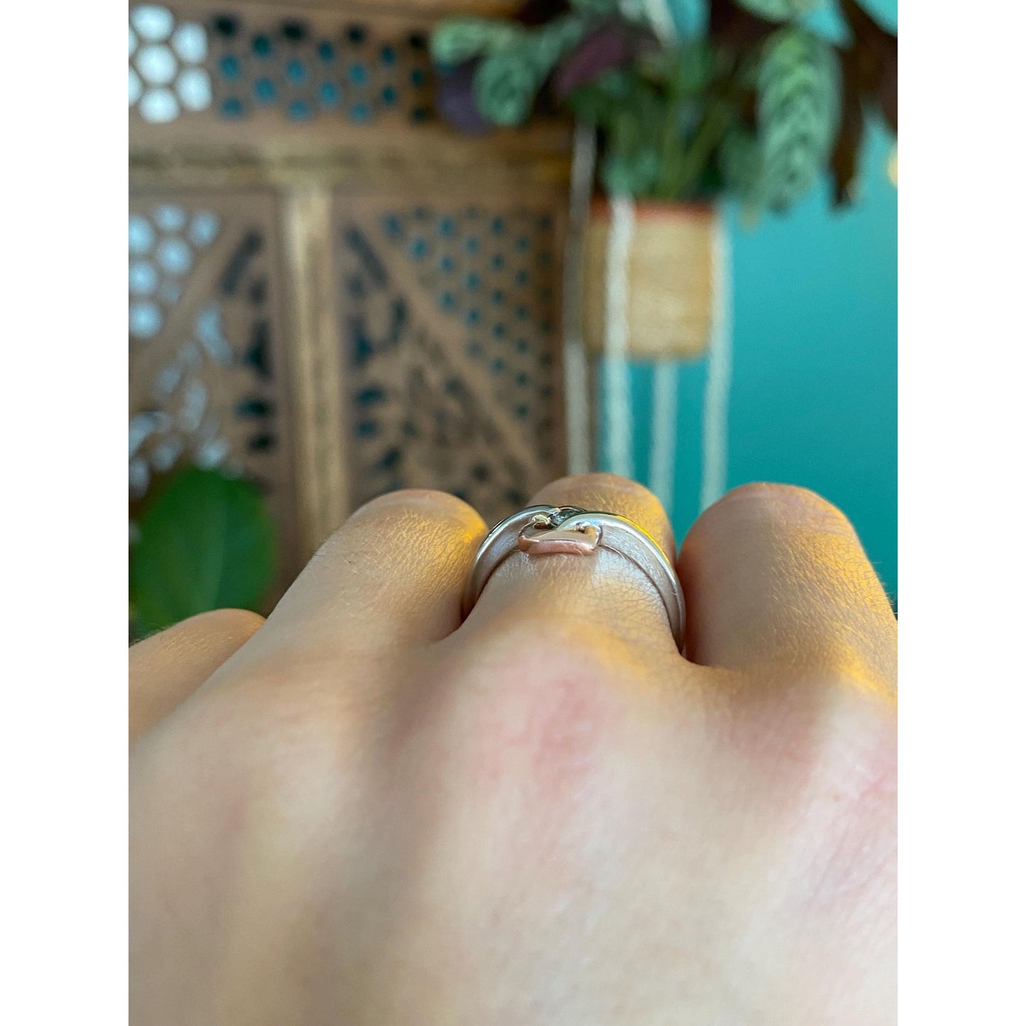 Vintage Solid 10k White & Rose Gold Diamond Heart Ring - Size 6.75