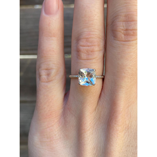 Vintage Solid 10k White Gold Cubic Zirconia Ring - Size 5.75