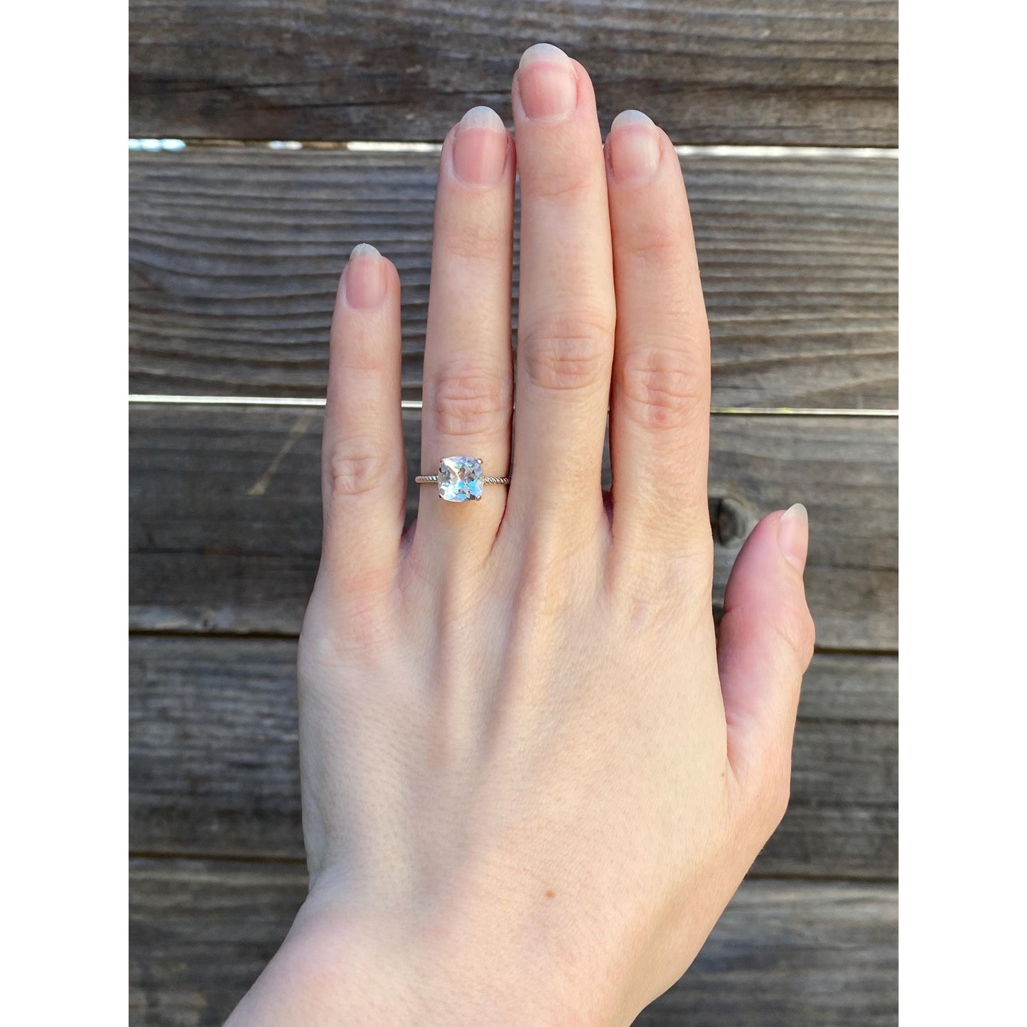 Vintage Solid 10k White Gold Cubic Zirconia Ring - Size 5.75