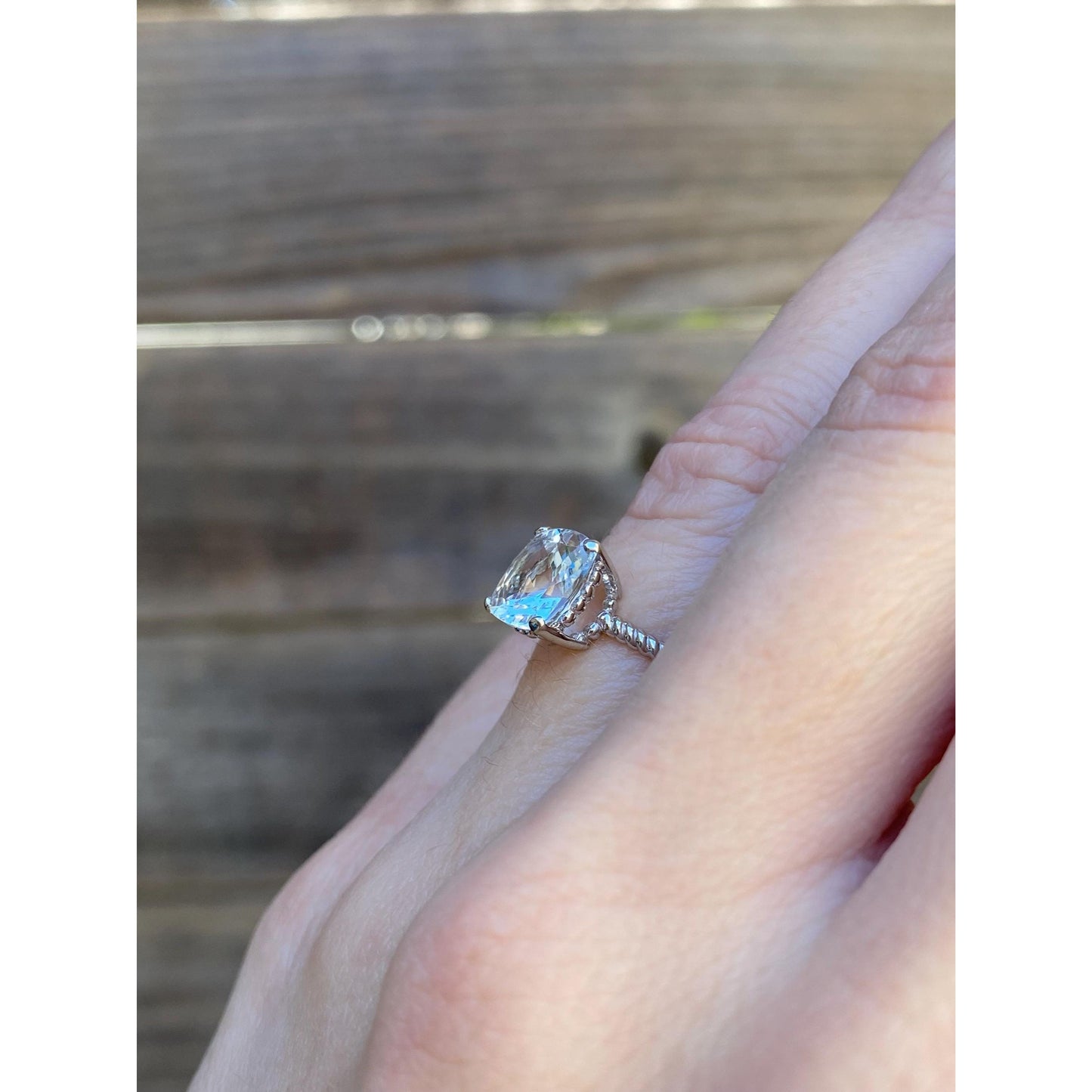 Vintage Solid 10k White Gold Cubic Zirconia Ring - Size 5.75