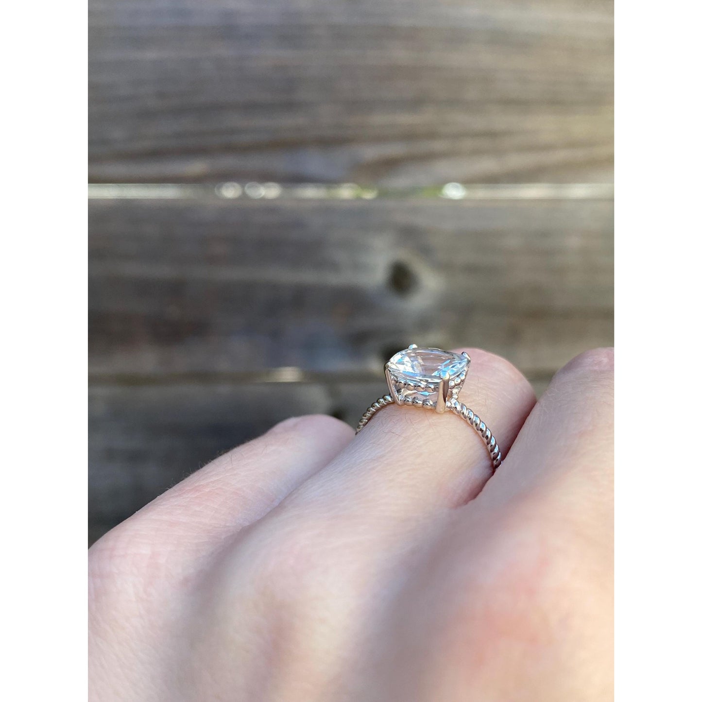 Vintage Solid 10k White Gold Cubic Zirconia Ring - Size 5.75