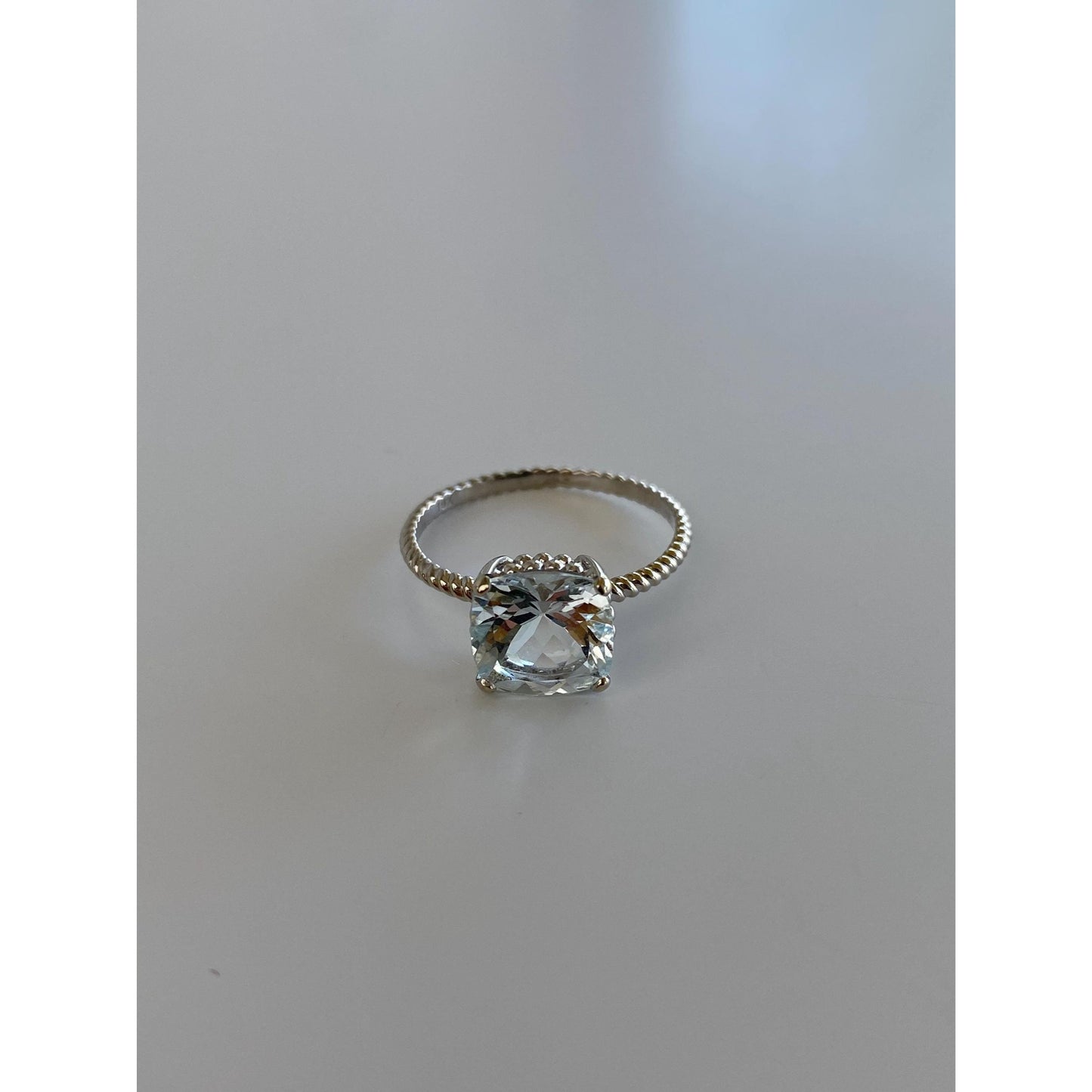 Vintage Solid 10k White Gold Cubic Zirconia Ring - Size 5.75