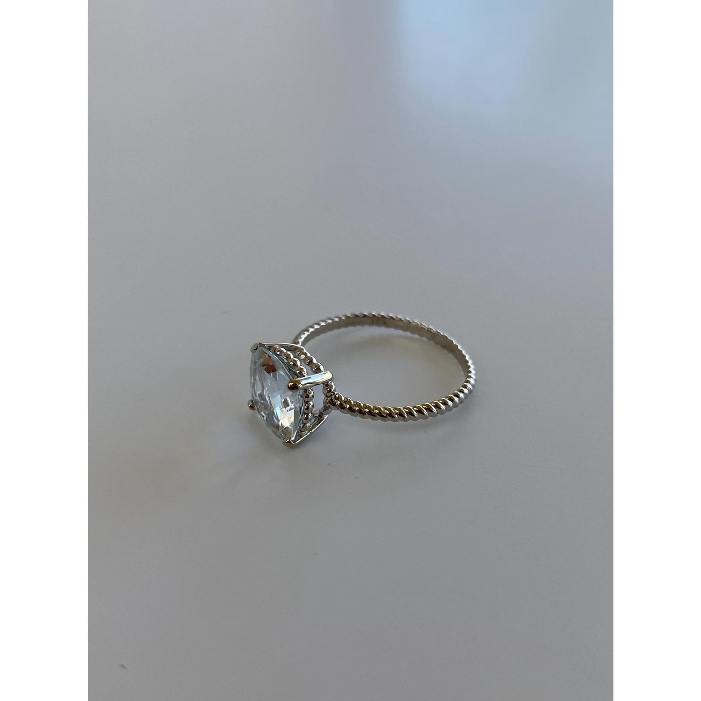 Vintage Solid 10k White Gold Cubic Zirconia Ring - Size 5.75