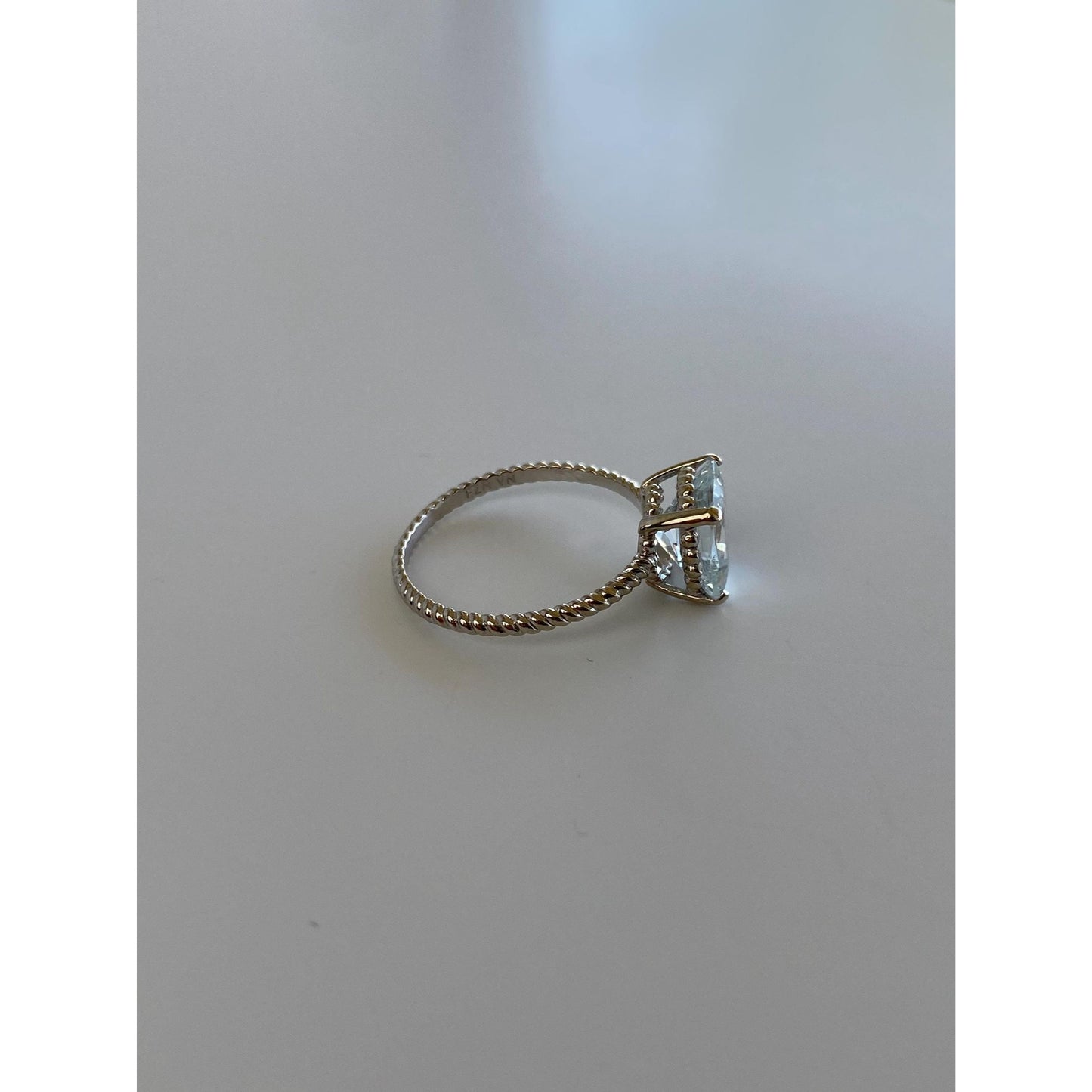 Vintage Solid 10k White Gold Cubic Zirconia Ring - Size 5.75