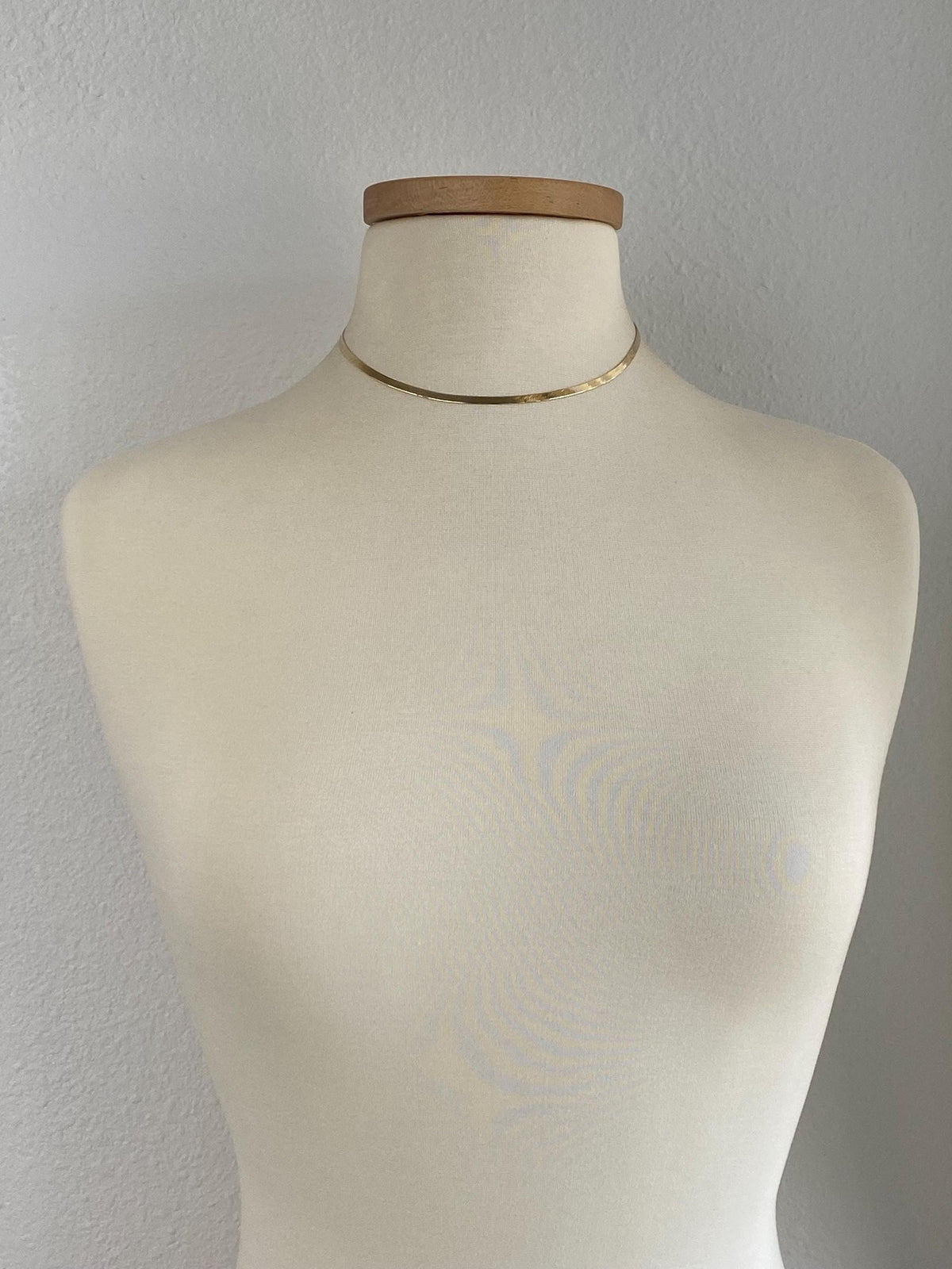 Vintage Solid 14k Yellow Gold Slim Herringbone Chain Necklace - 16 inches