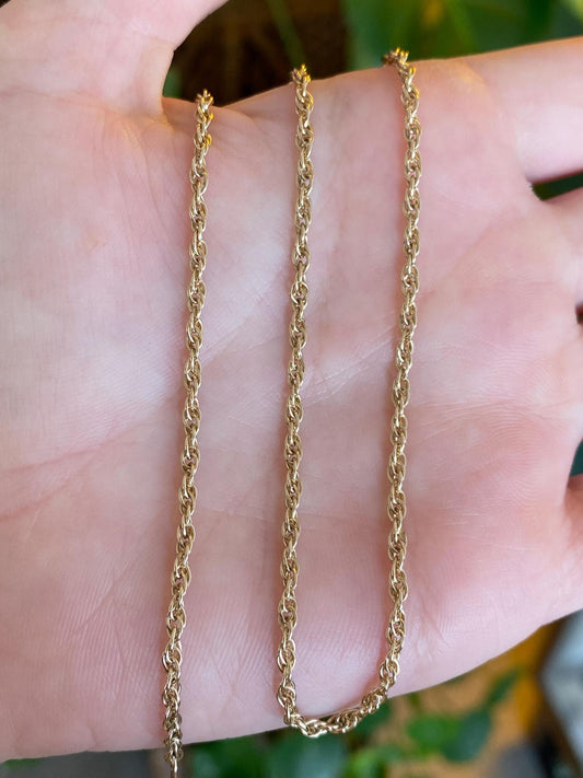 Vintage Solid 14k Yellow Gold Chain Necklace - 16.5 inches