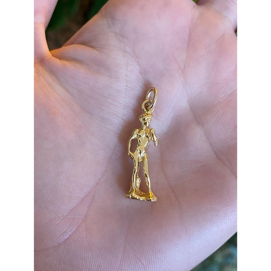 Vintage Solid 18k Yellow Gold Michelangelo's David Statue Charm