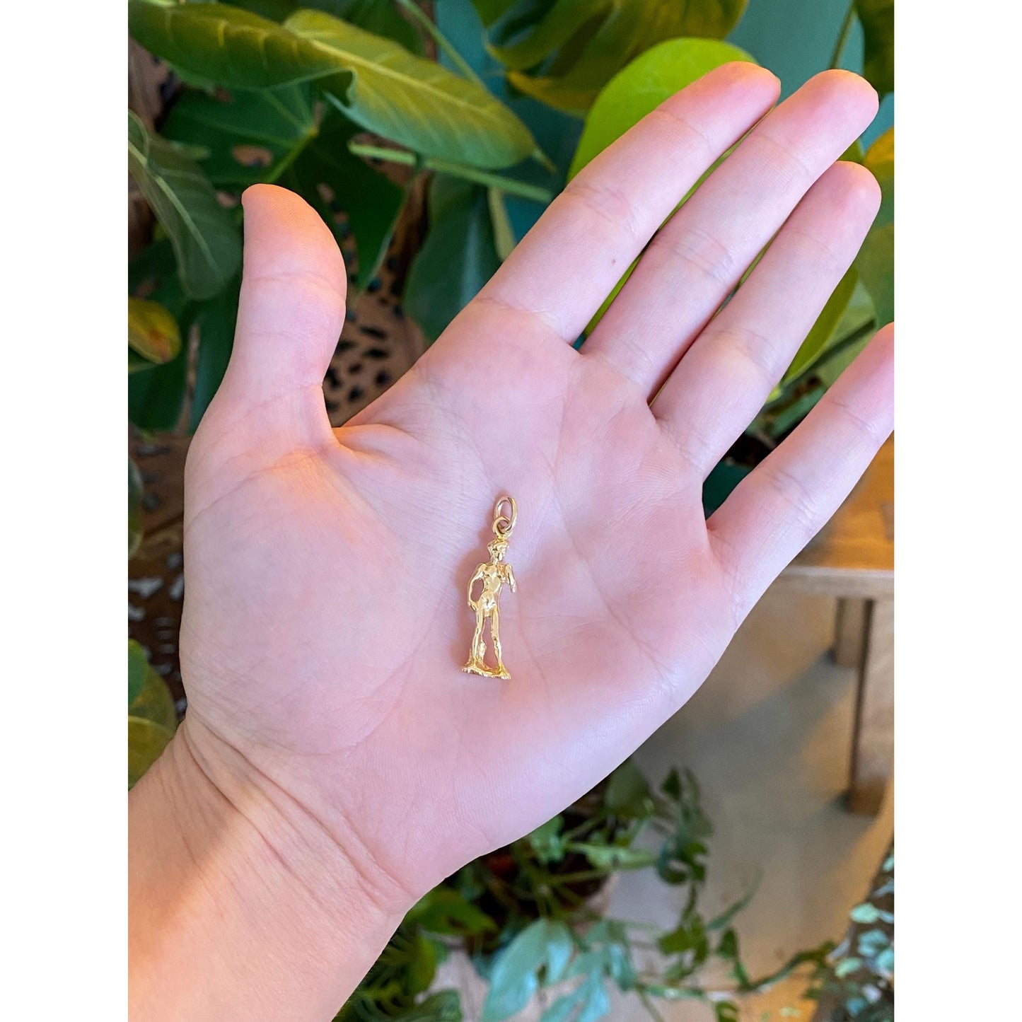Vintage Solid 18k Yellow Gold Michelangelo's David Statue Charm