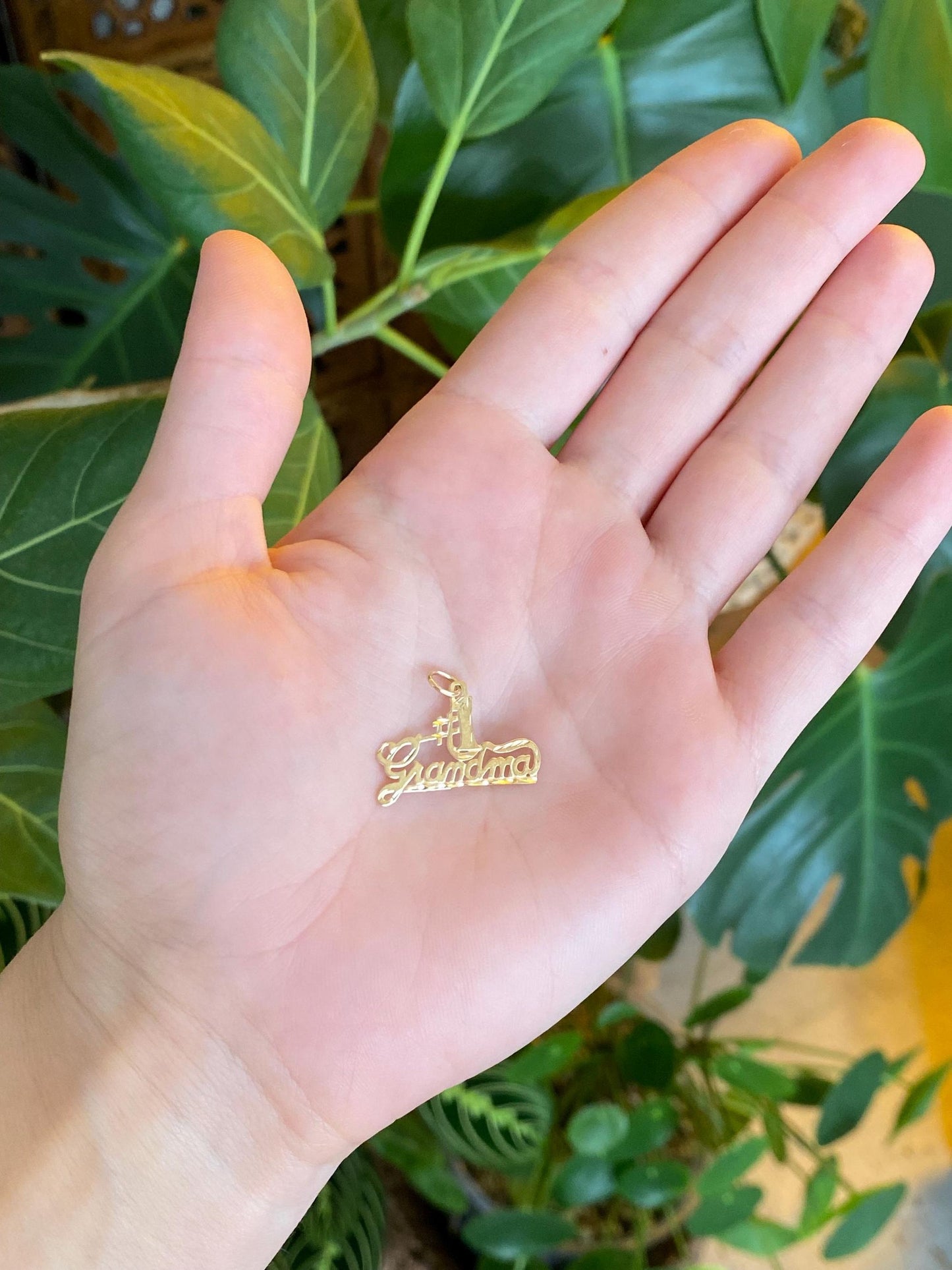 Vintage Solid 14k Yellow Gold #1 Grandma Charm
