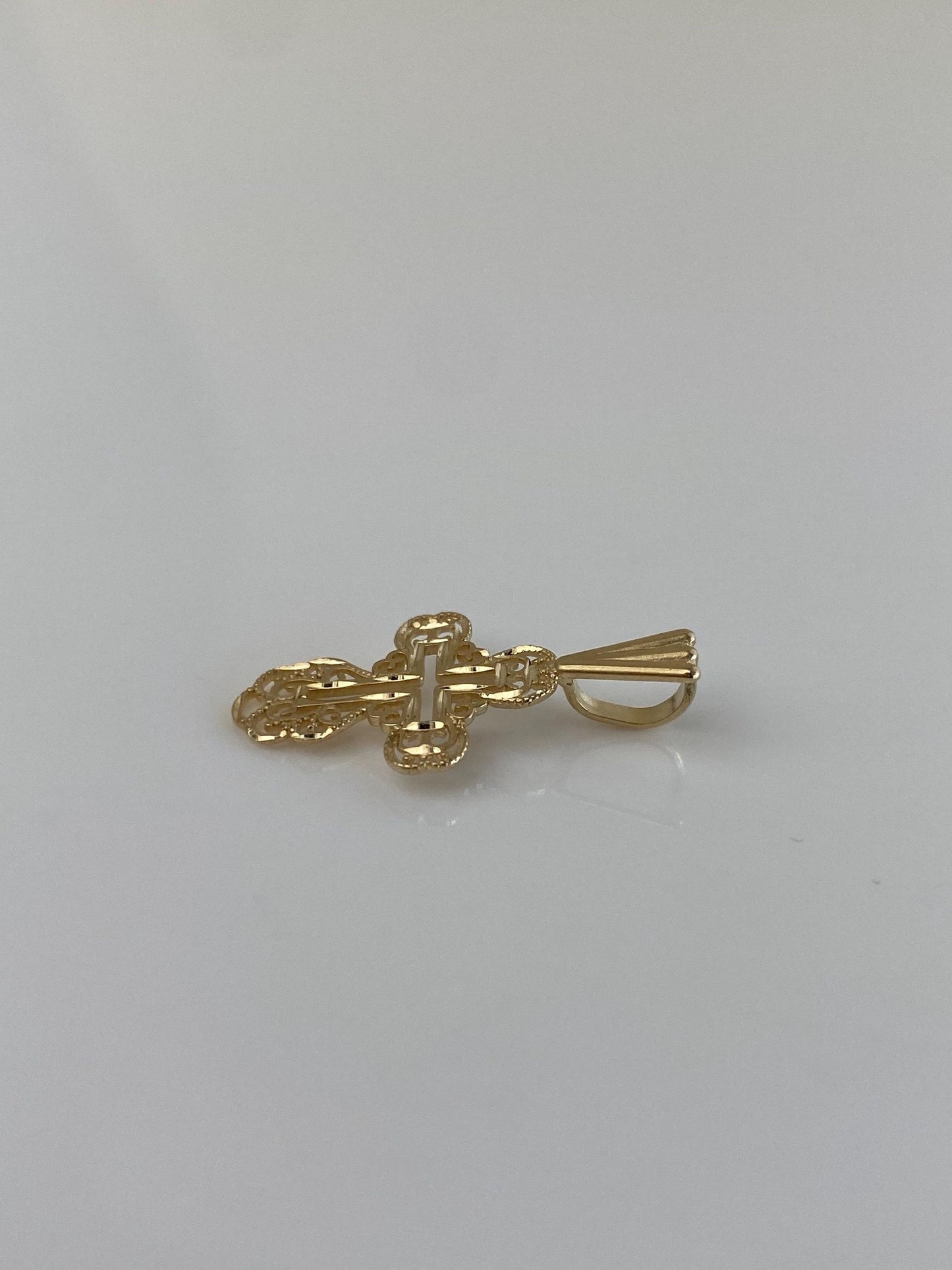 Vintage Solid 14k Yellow Gold Diamond Cut Cross Charm