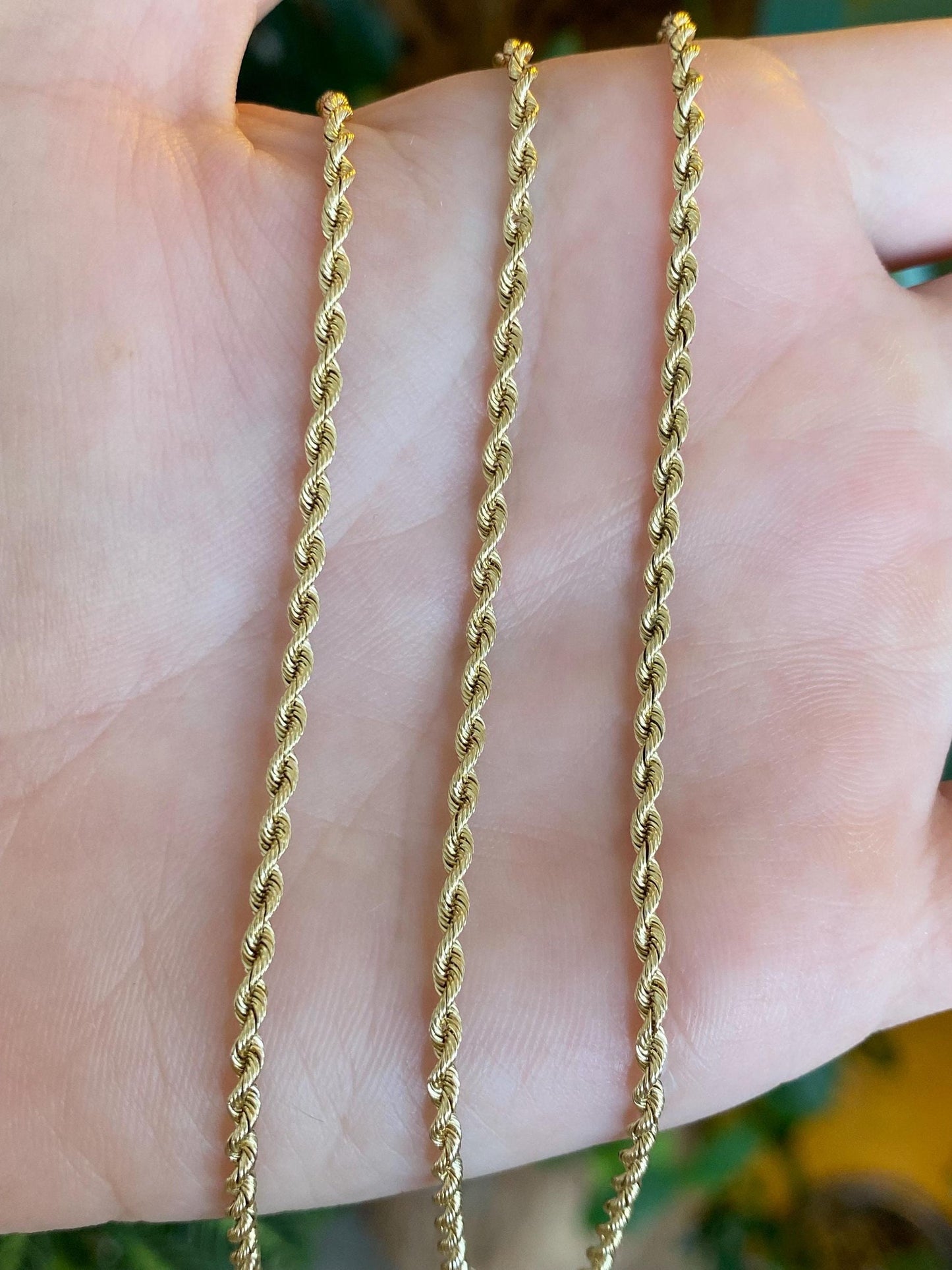 Vintage Solid 14k Yellow Gold Long Rope Chain Necklace - 24.5 inches