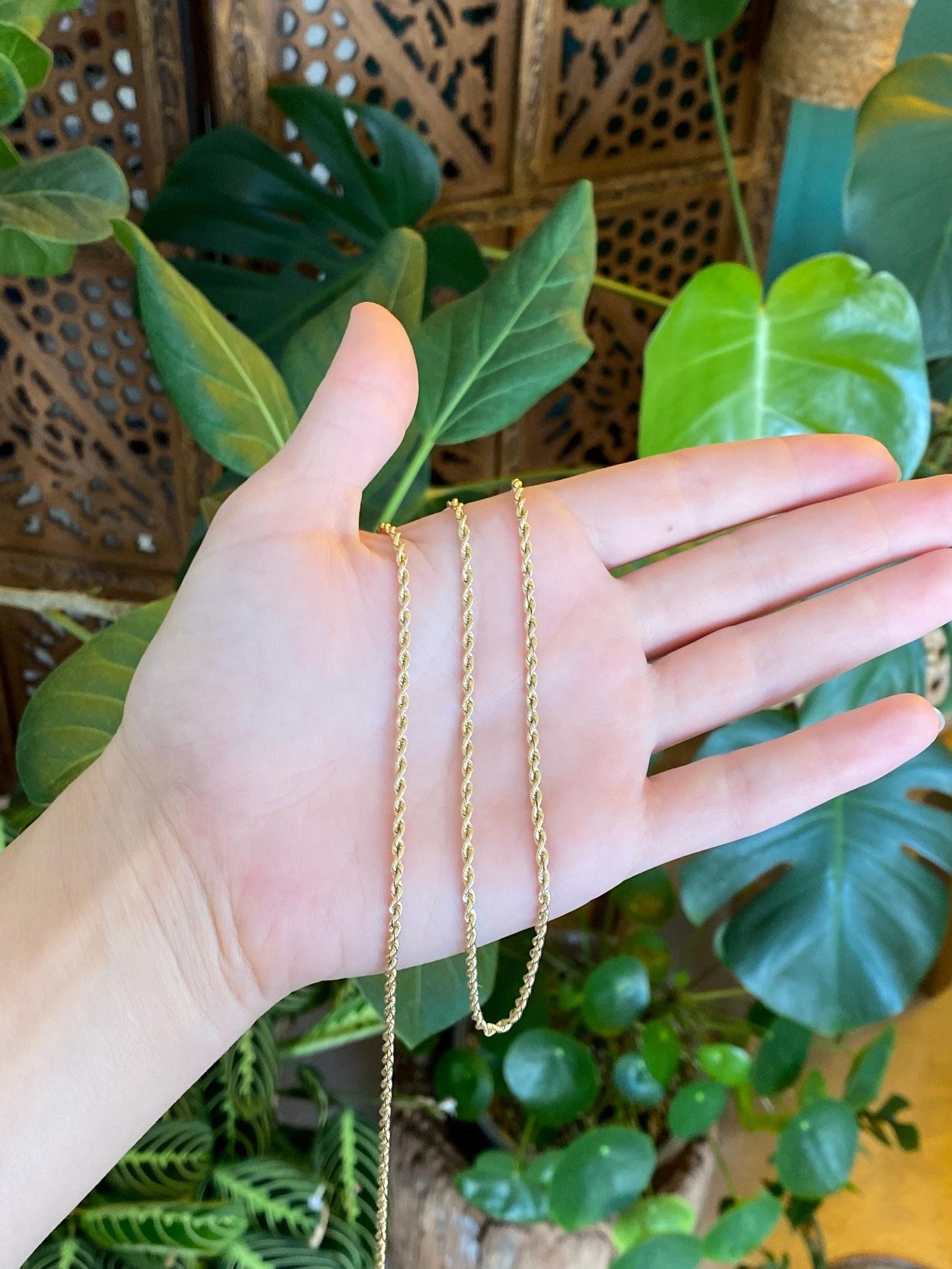 Vintage Solid 14k Yellow Gold Long Rope Chain Necklace - 24.5 inches