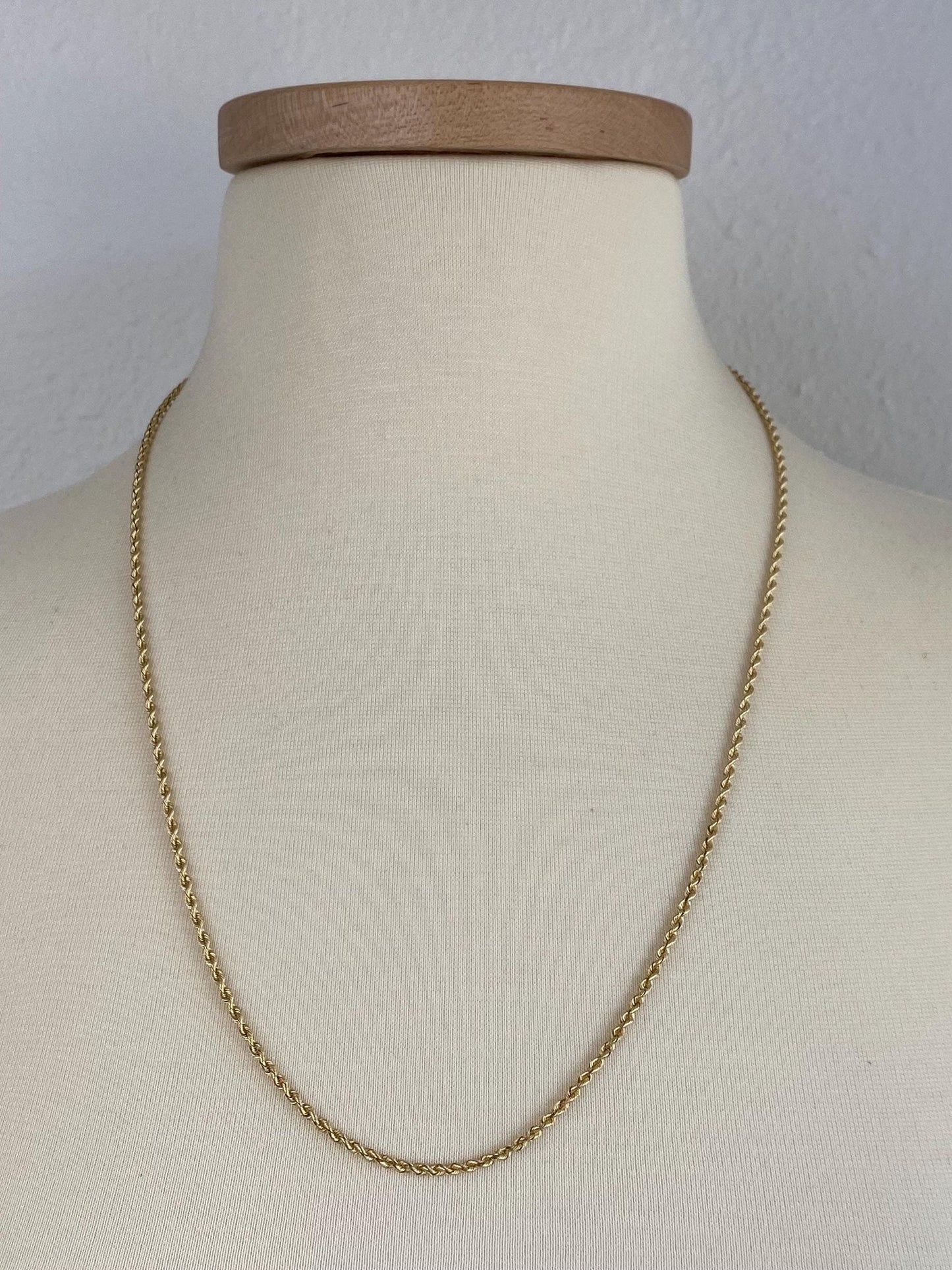 Vintage Solid 14k Yellow Gold Long Rope Chain Necklace - 24.5 inches