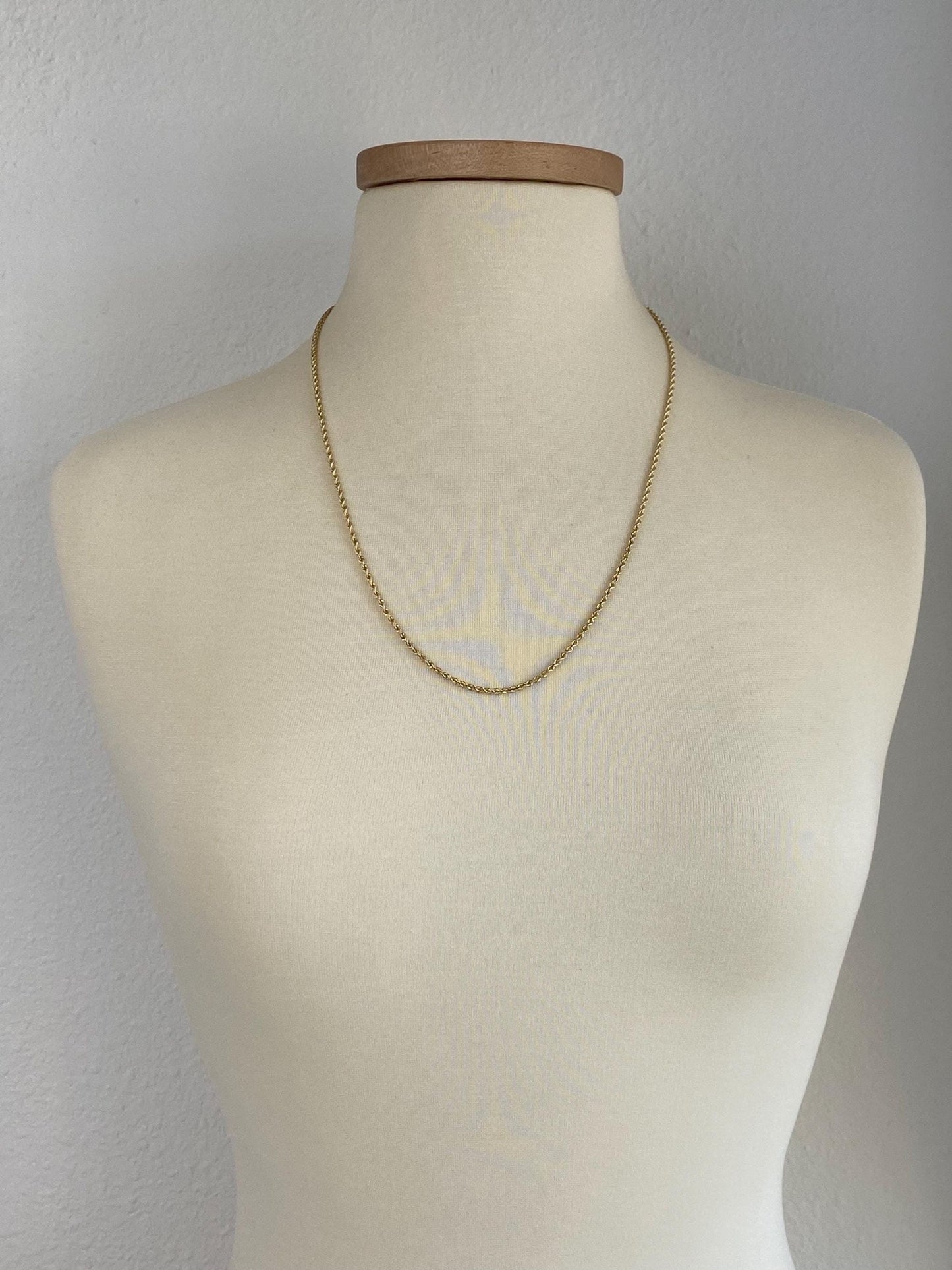 Vintage Solid 14k Yellow Gold Long Rope Chain Necklace - 24.5 inches